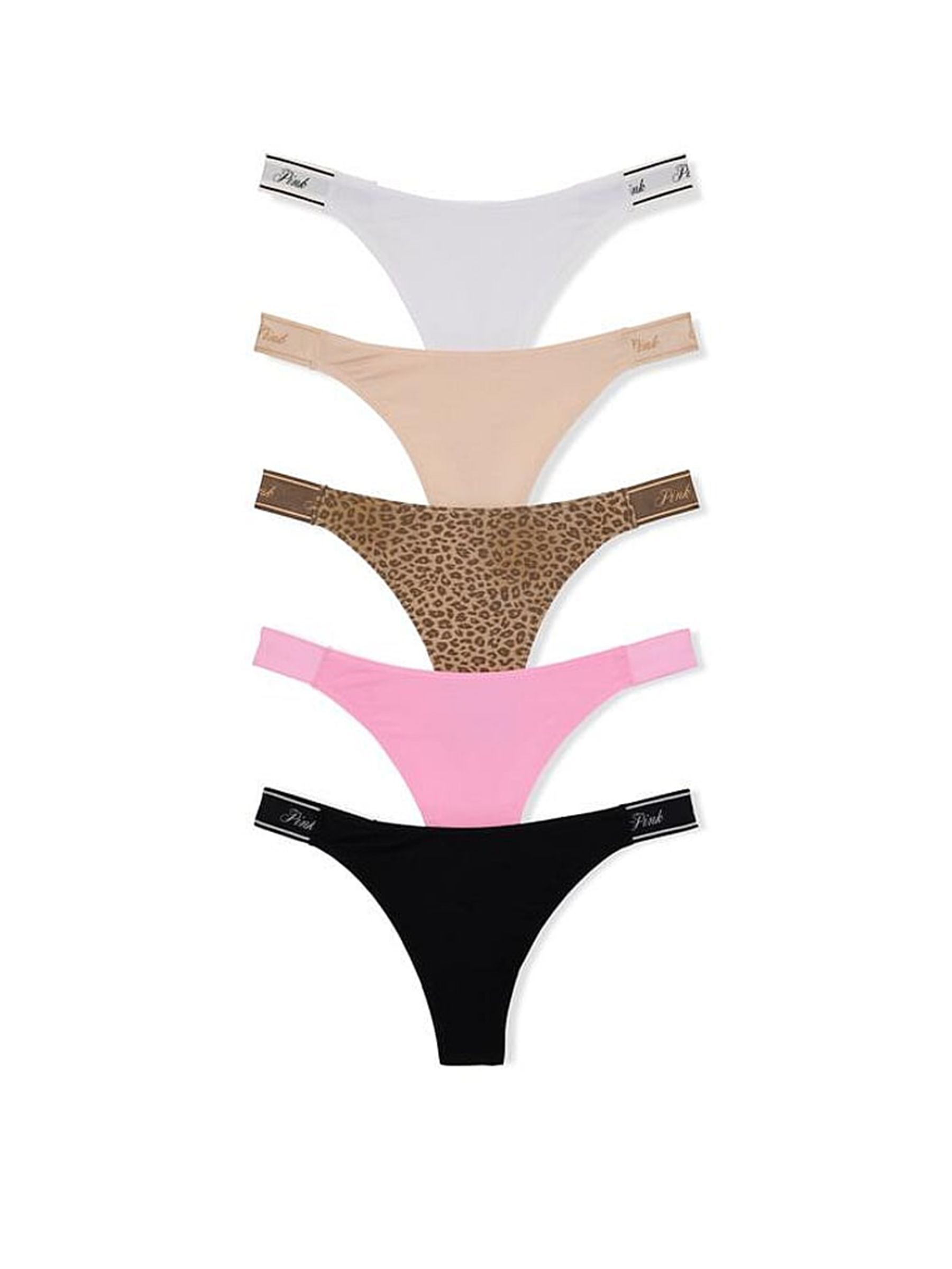 Black/White/Nude/Brown/Pink - Hipster 5 Pack Logo Knickers