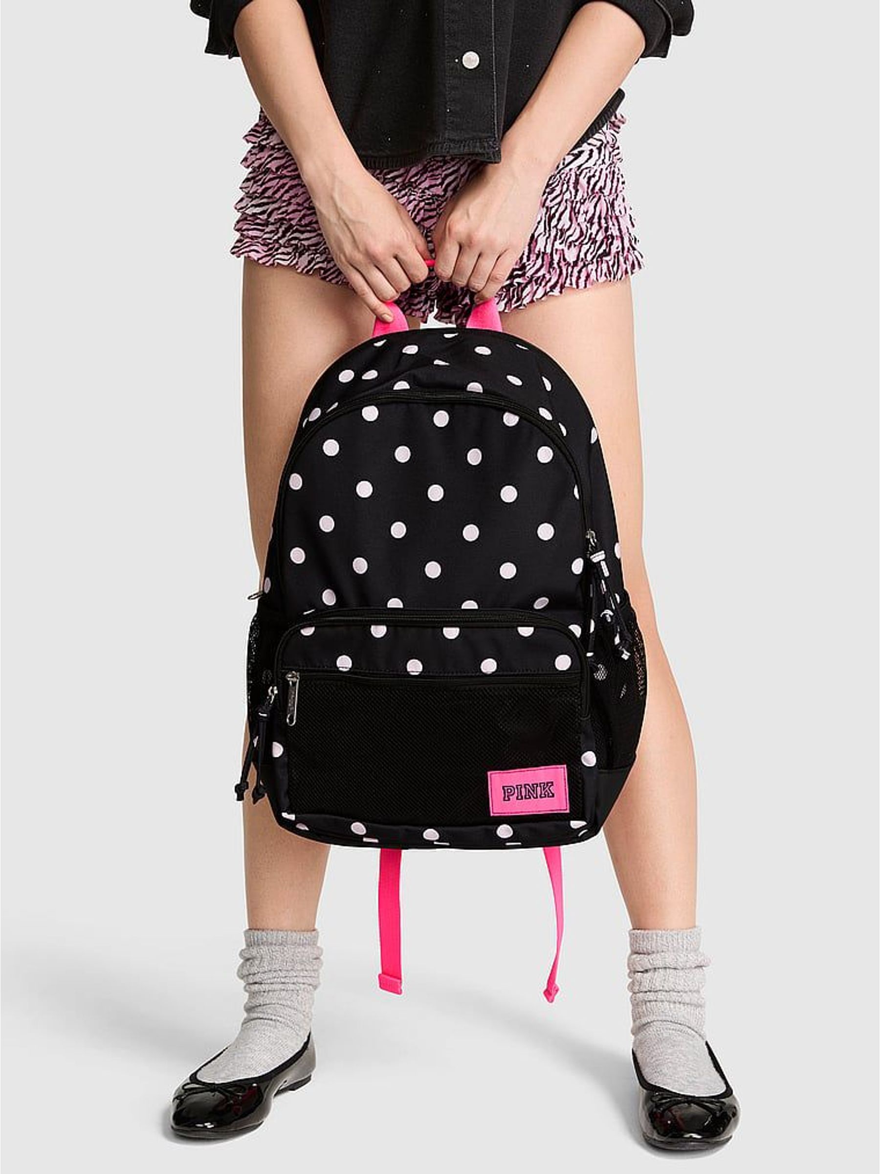 Black and Pink Polka Dot - Backpack