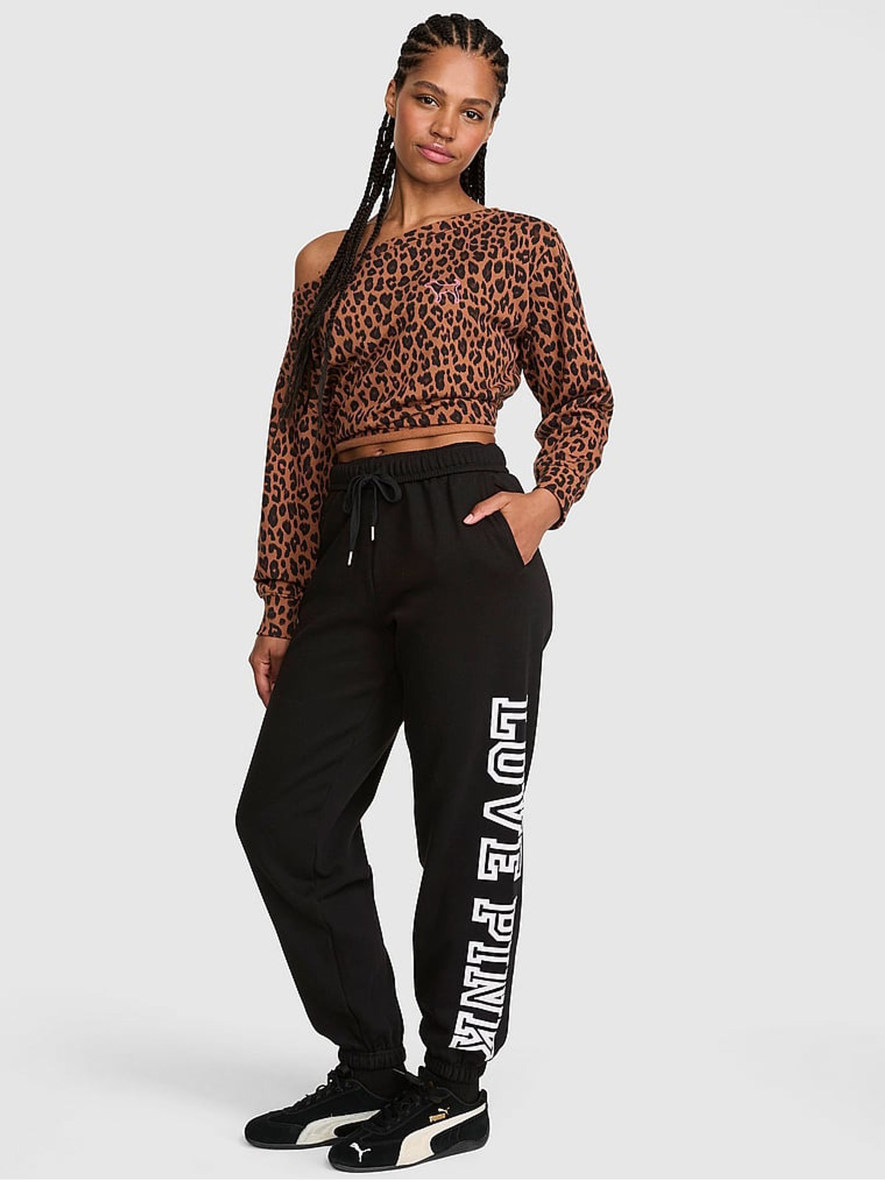 Black Love PINK - Wide Leg Fleece Joggers