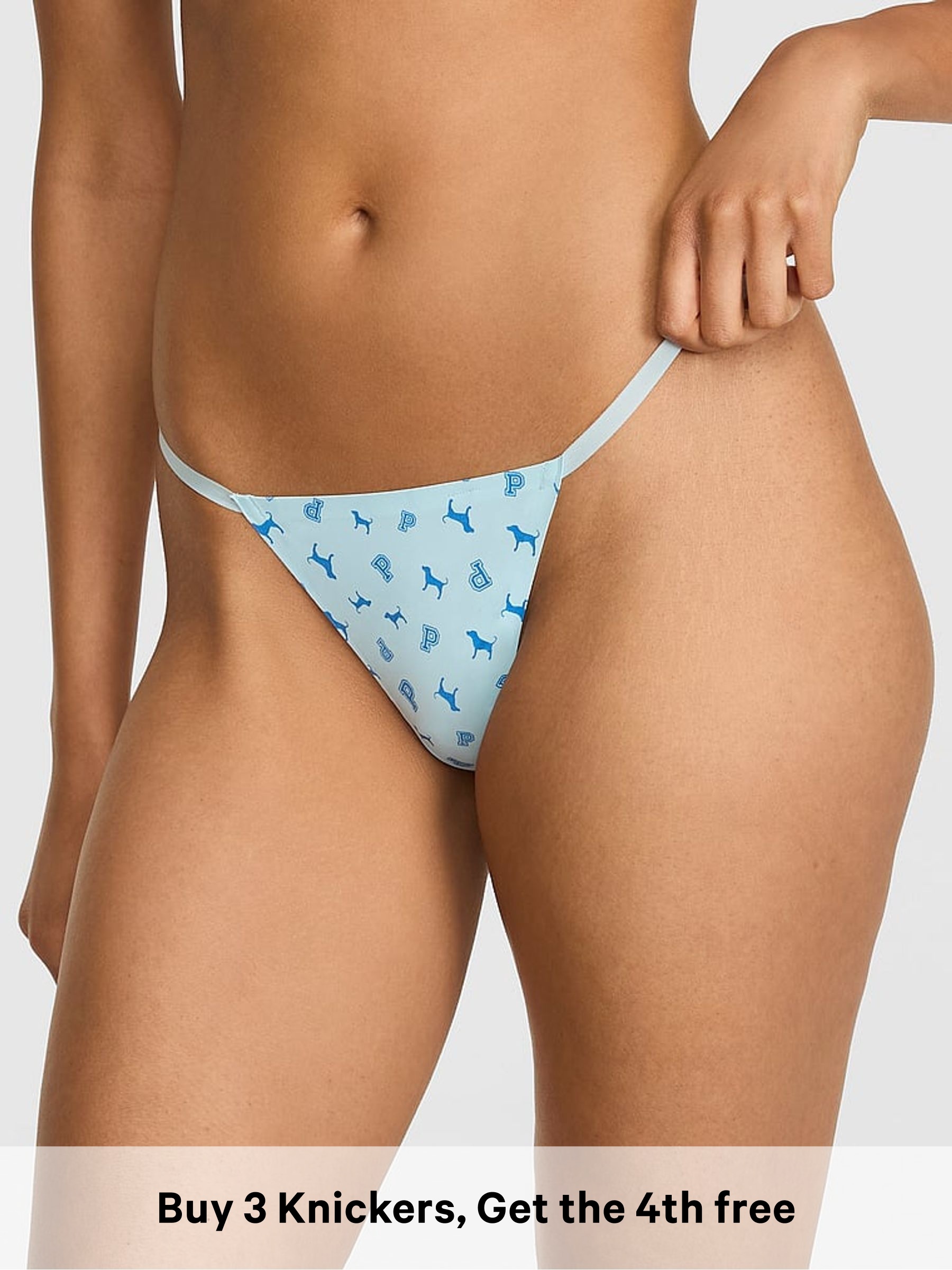 Stream Blue Dog Print - Thong No Show Knickers