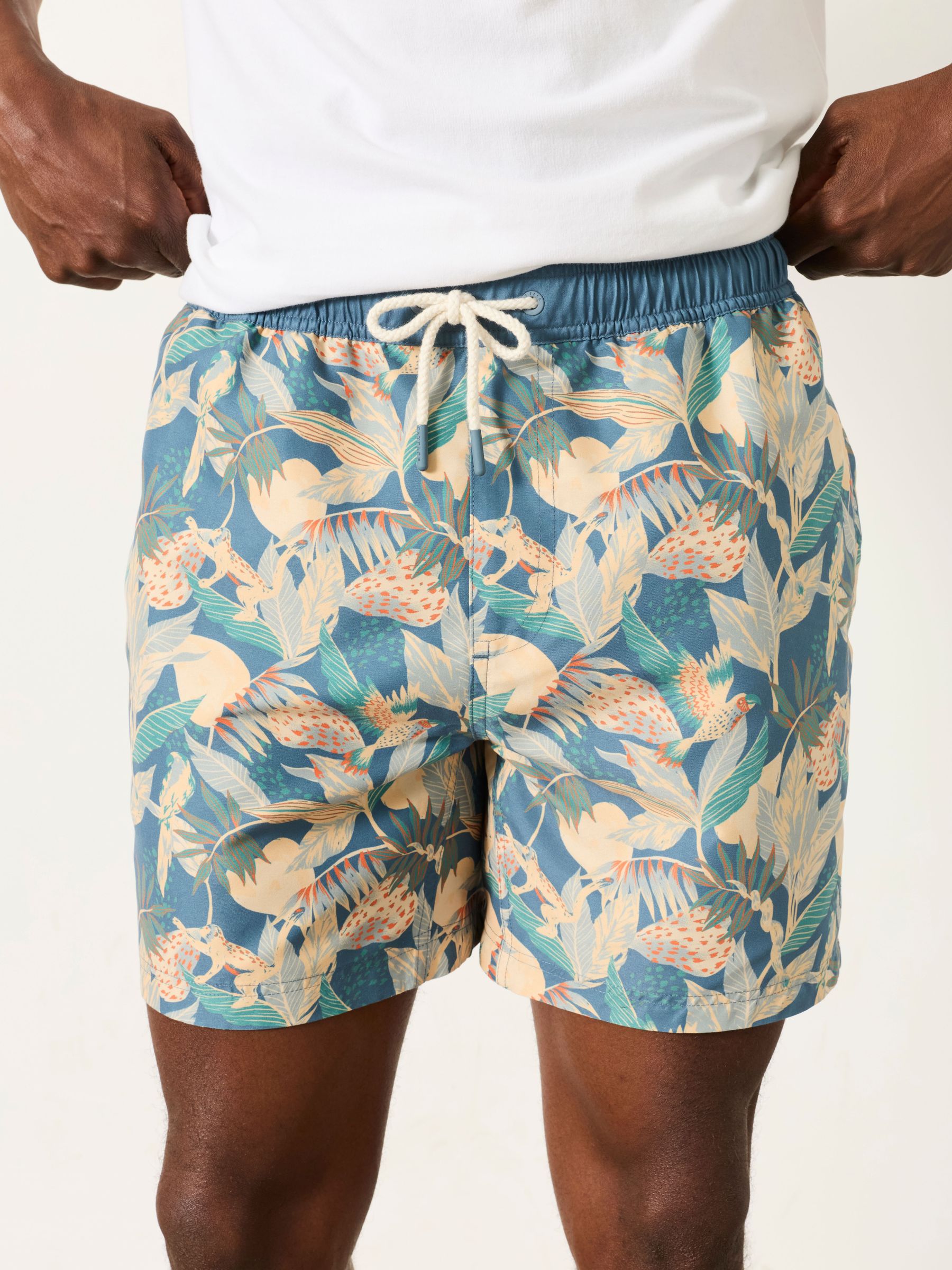Blue - Regular Floral Printed Swim Shorts
