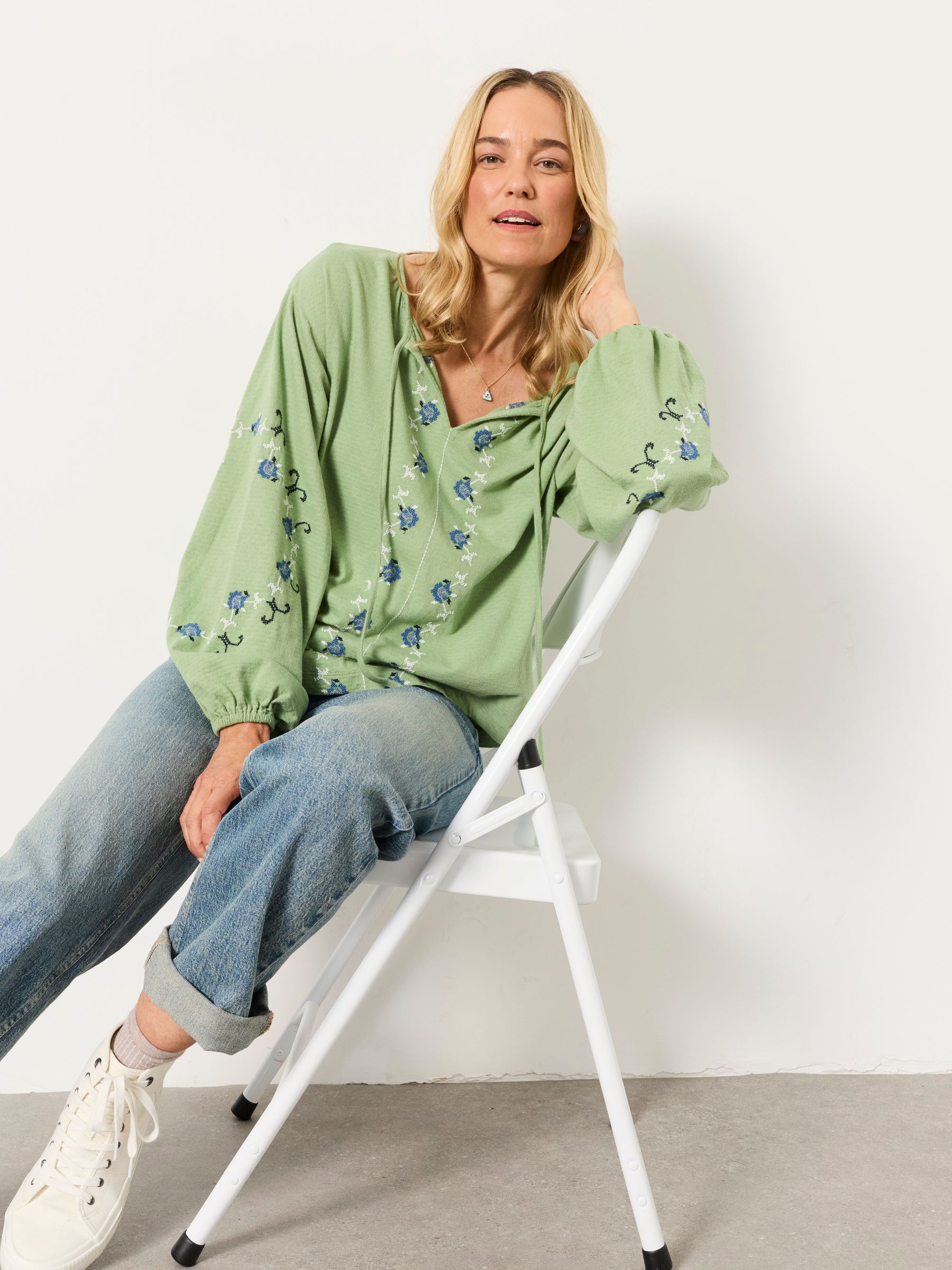 Sage Green - Embroidered Top