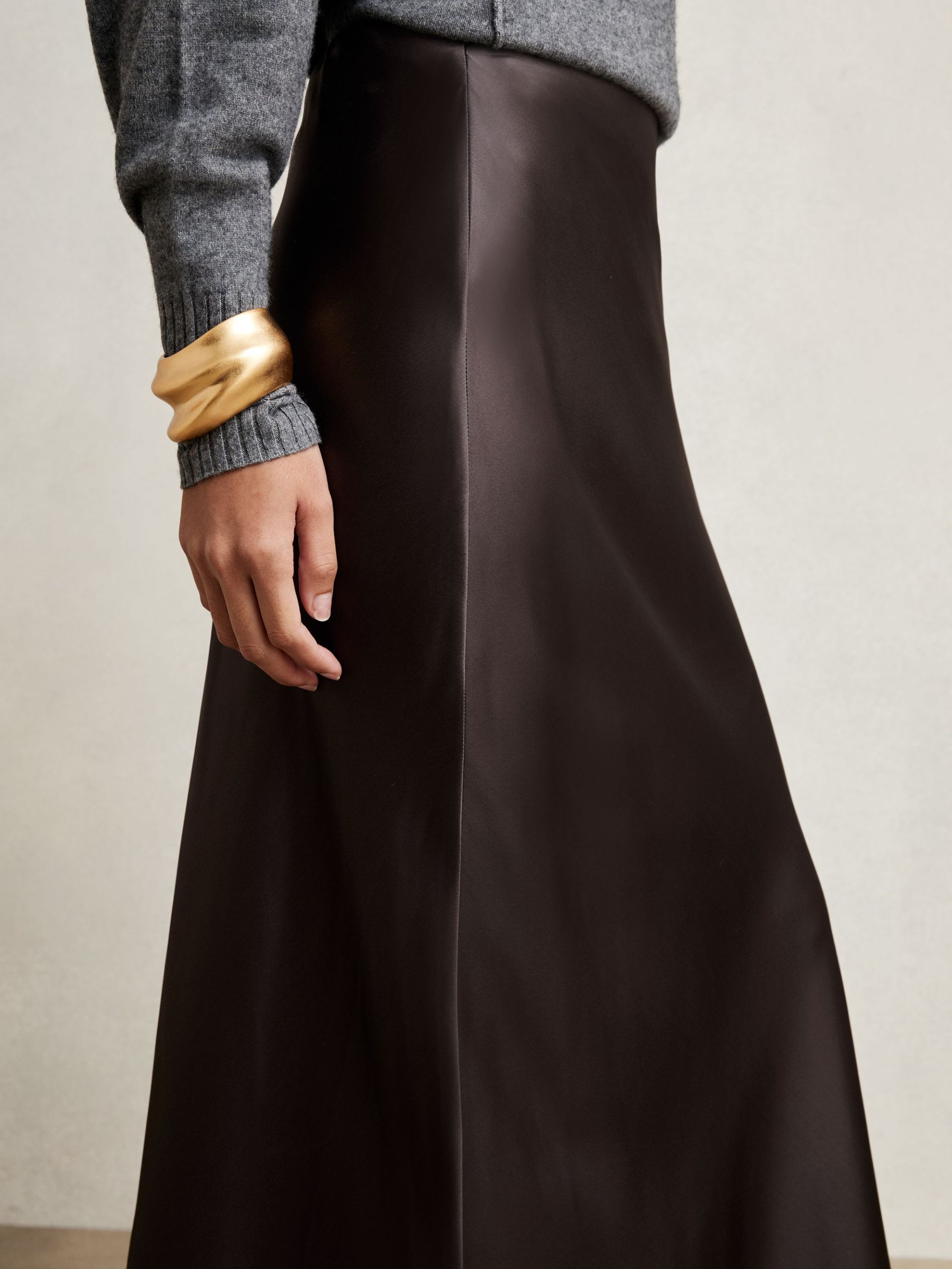 Silk Slip Maxi Skirt in Mauve (H11919) | £198