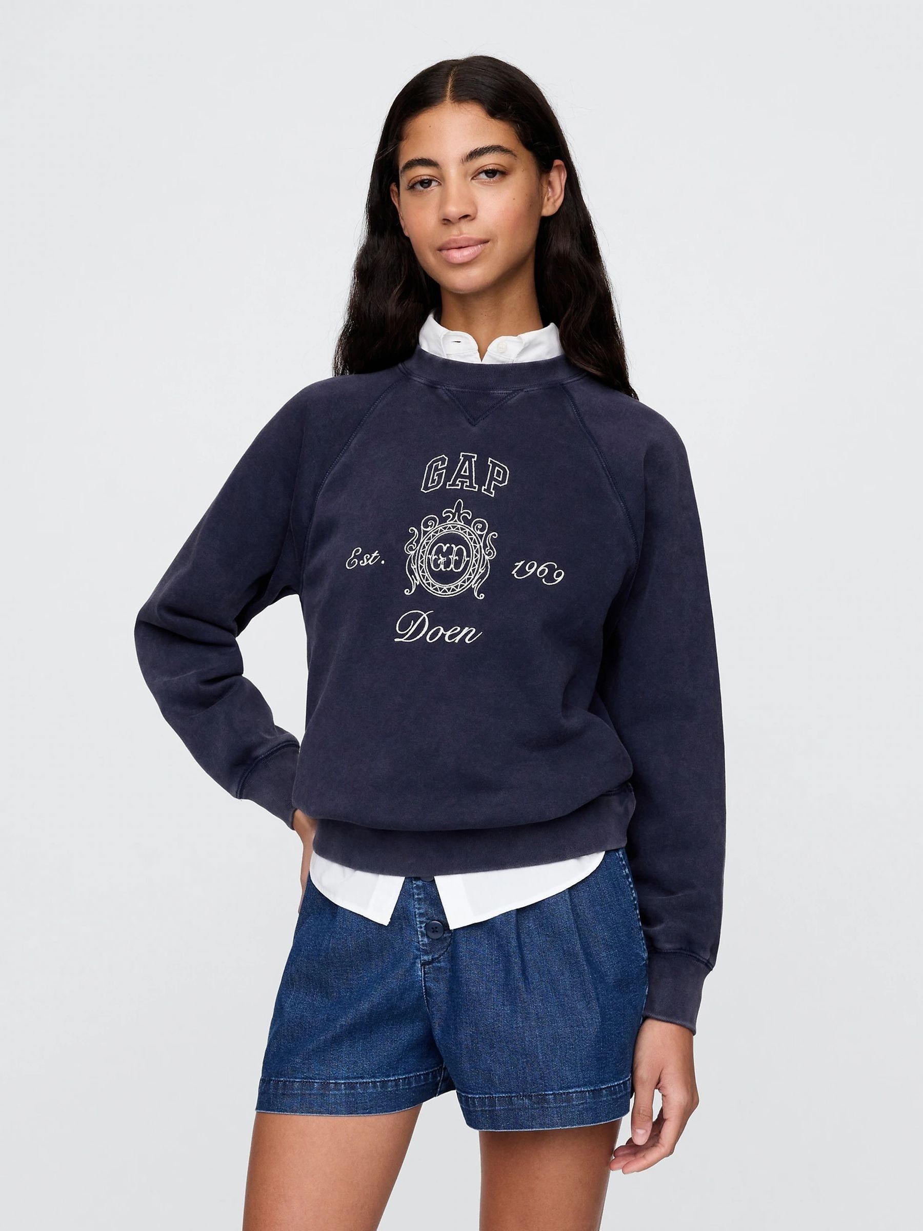 Navy DÔEN VintageSoft Logo Sweatshirt (H11937) | £60