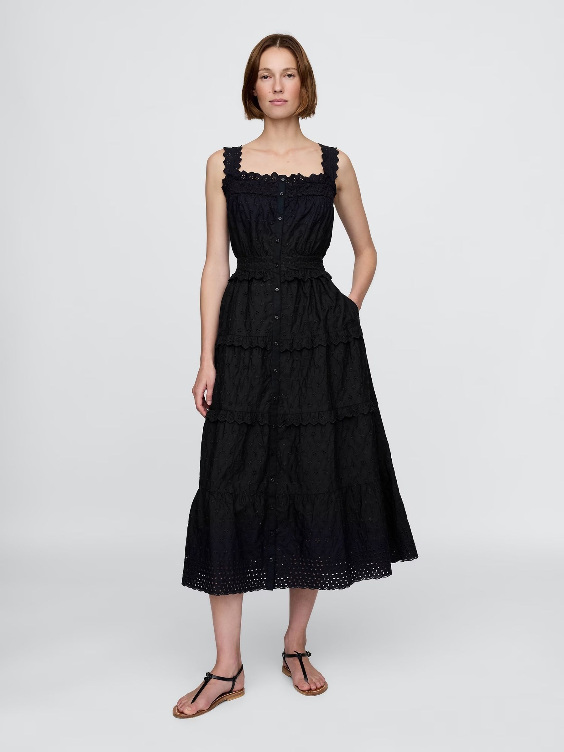 Black DÔEN Eyelet Maxi Dress (H11943) | £165