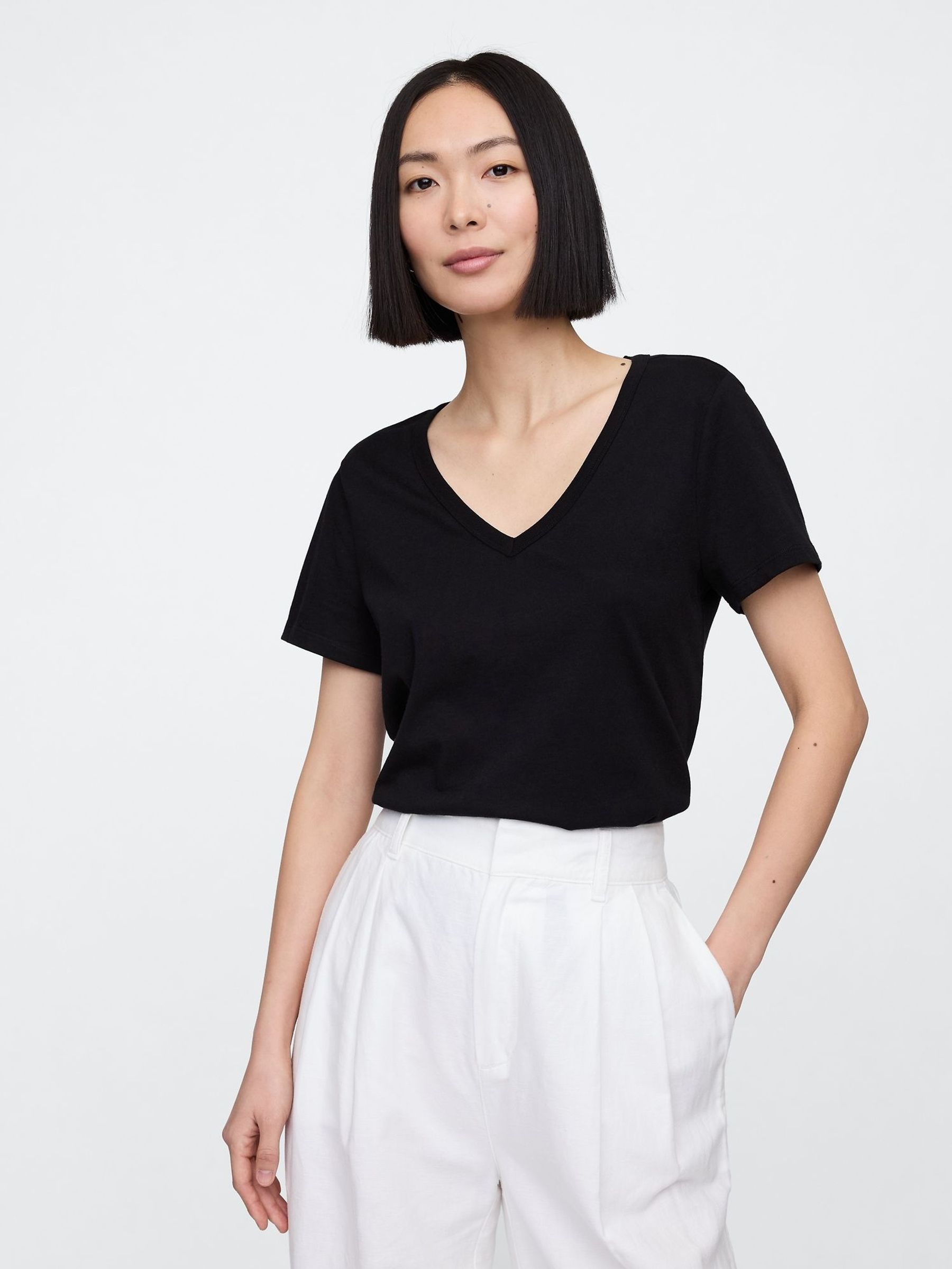 Black V-Neck Favourite Cotton Short Sleeve T-Shirt (H11955) | £12