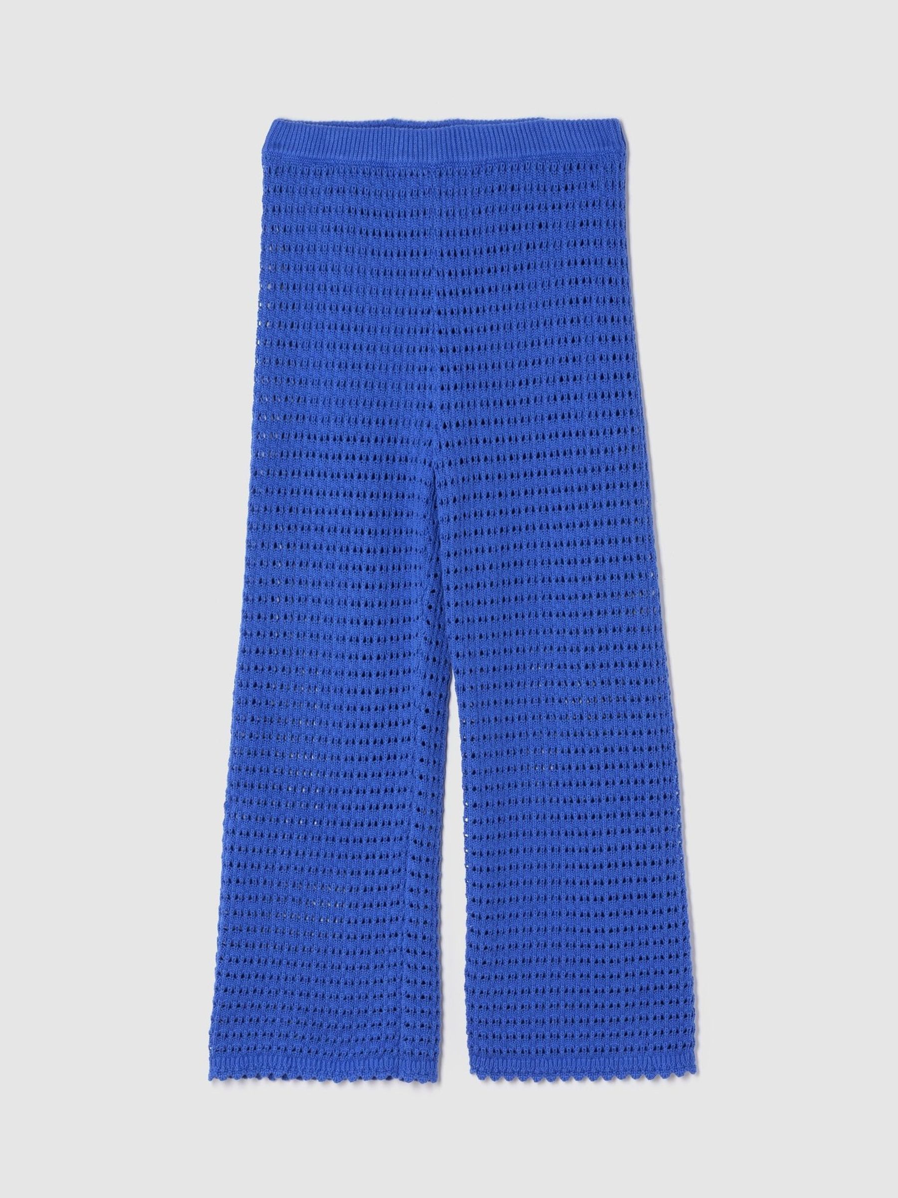 Blue 100% Cotton Crochet Ankle Trousers (H11959) | £45