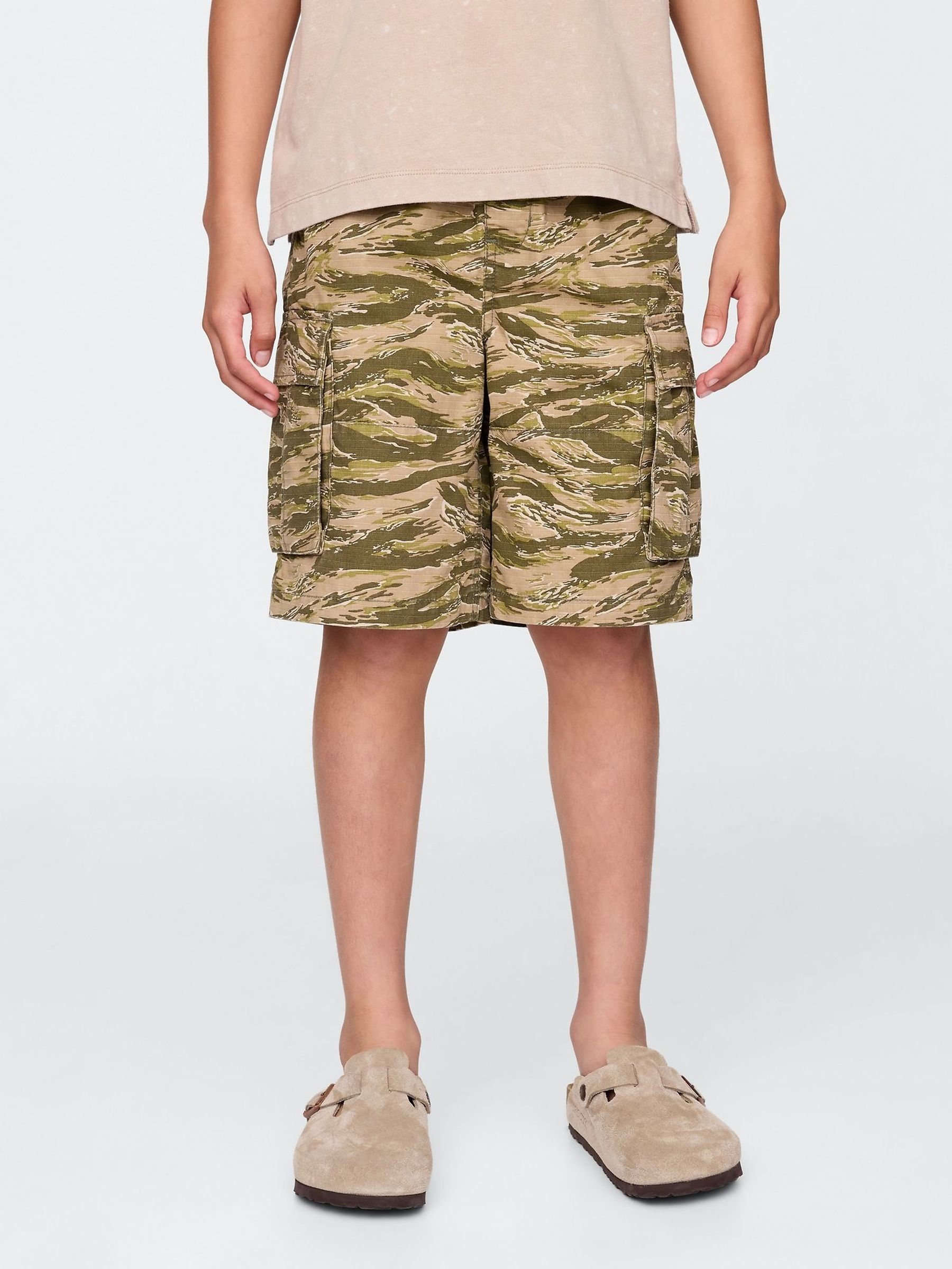 Green Camo 7.5" Ripstop Easy Cargo Shorts (4-13yrs) (H12085) | £25