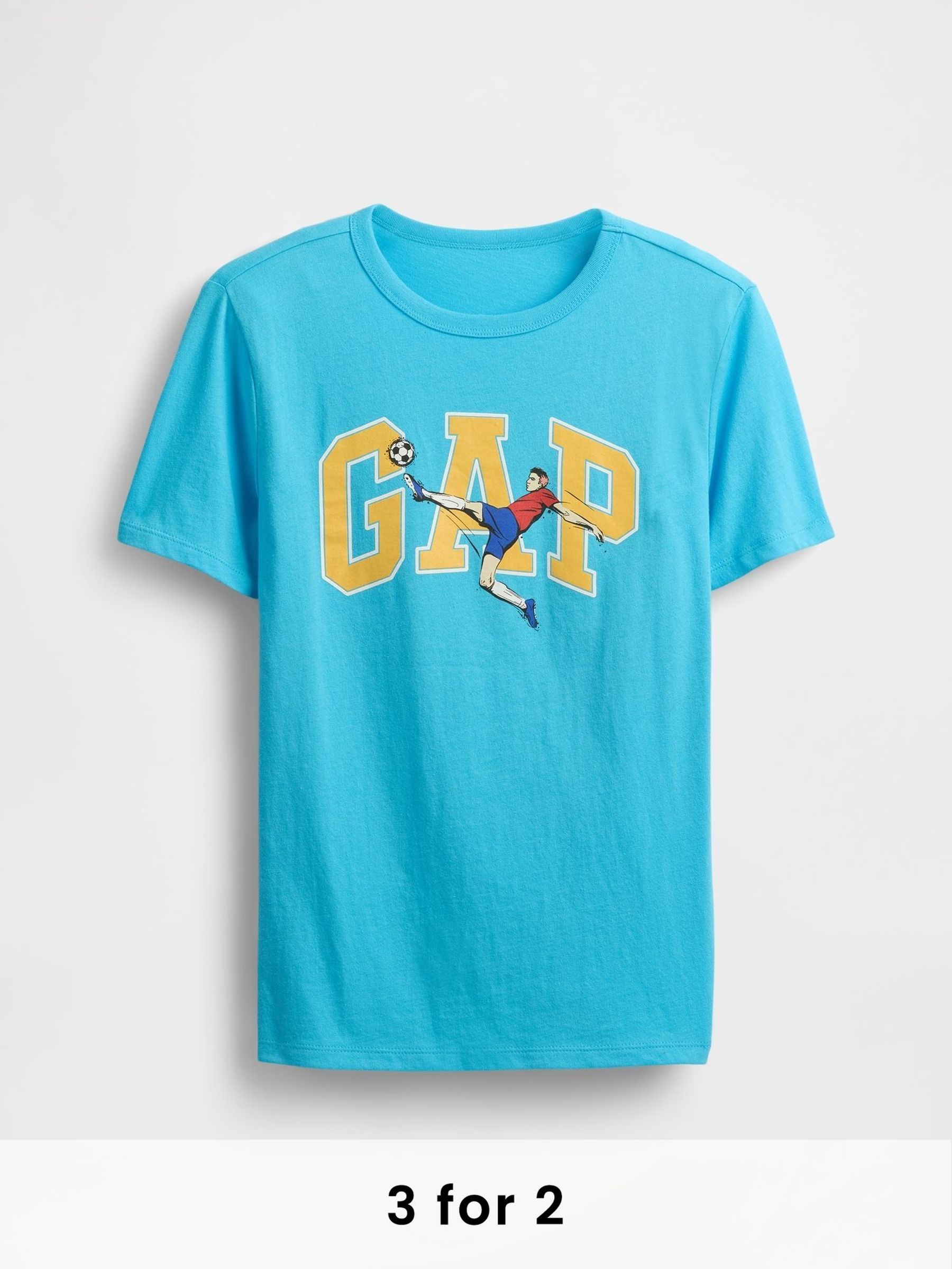 Light Blue Graphic Short Sleeve Crew Neck T-Shirt (H12100) | £10