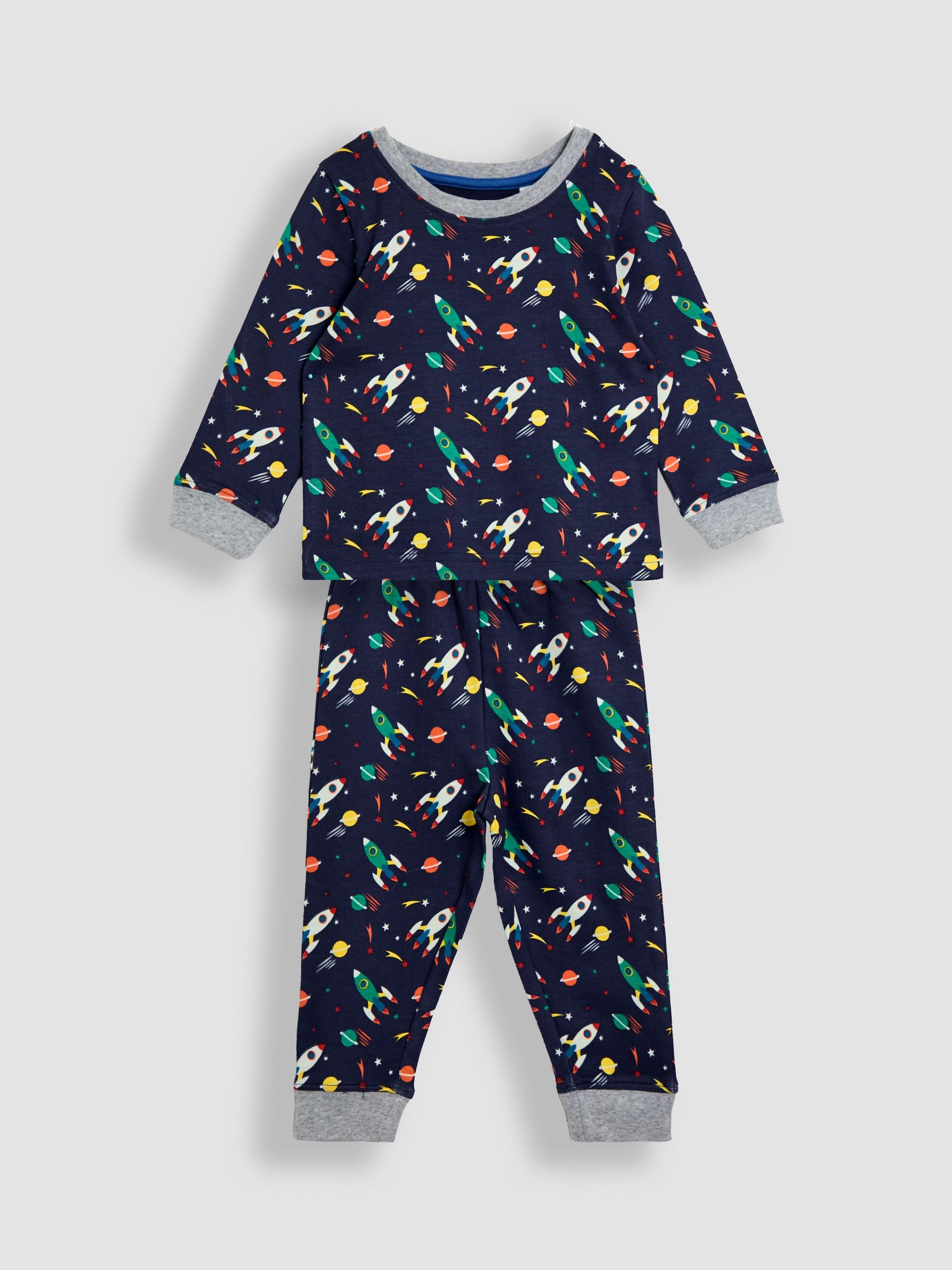 Navy Space Print Glow In The Dark Jersey Pyjamas (H12155) | £22
