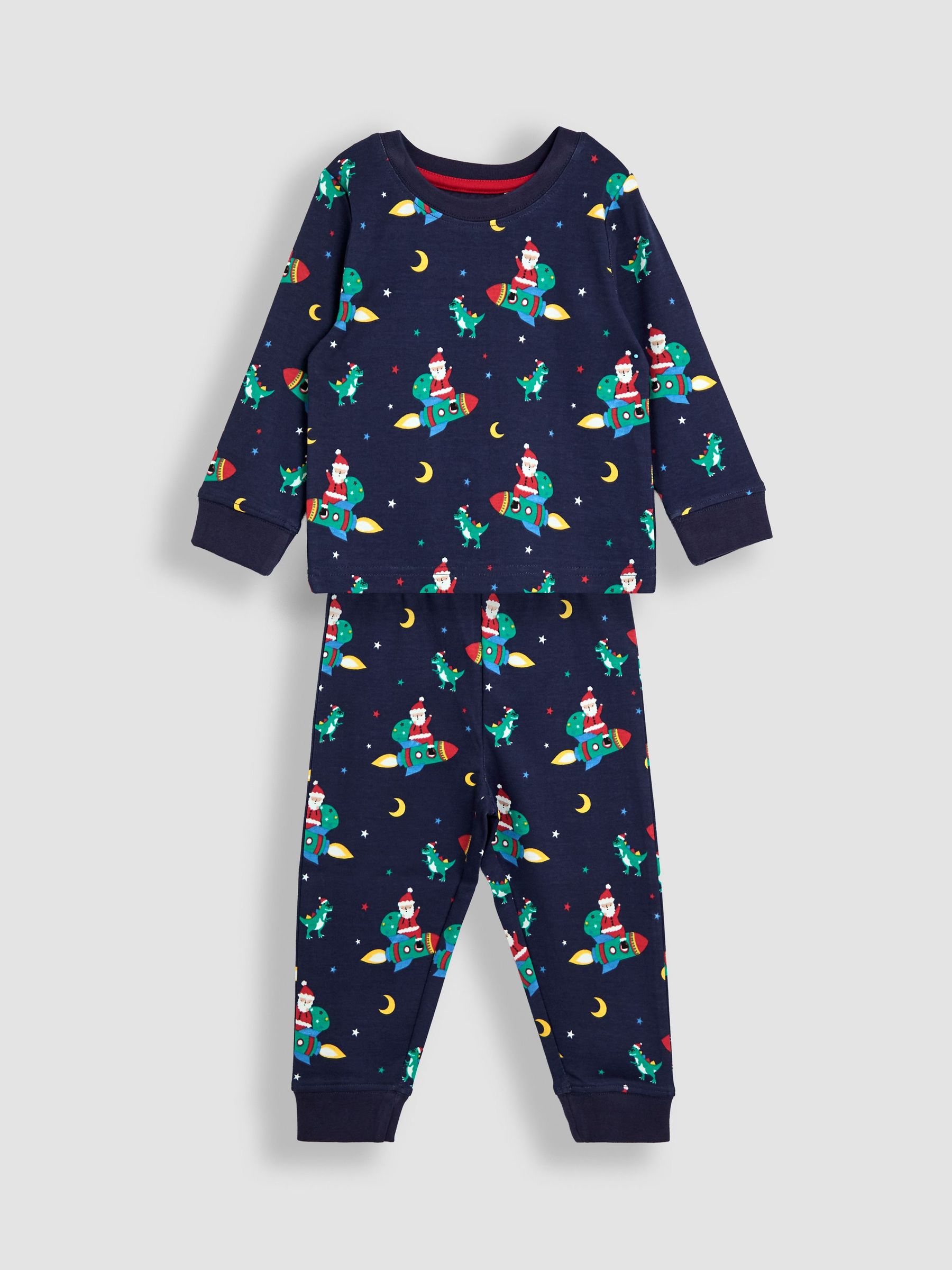 Navy Space Christmas Printed Jersey Pyjamas (H12157) | £22