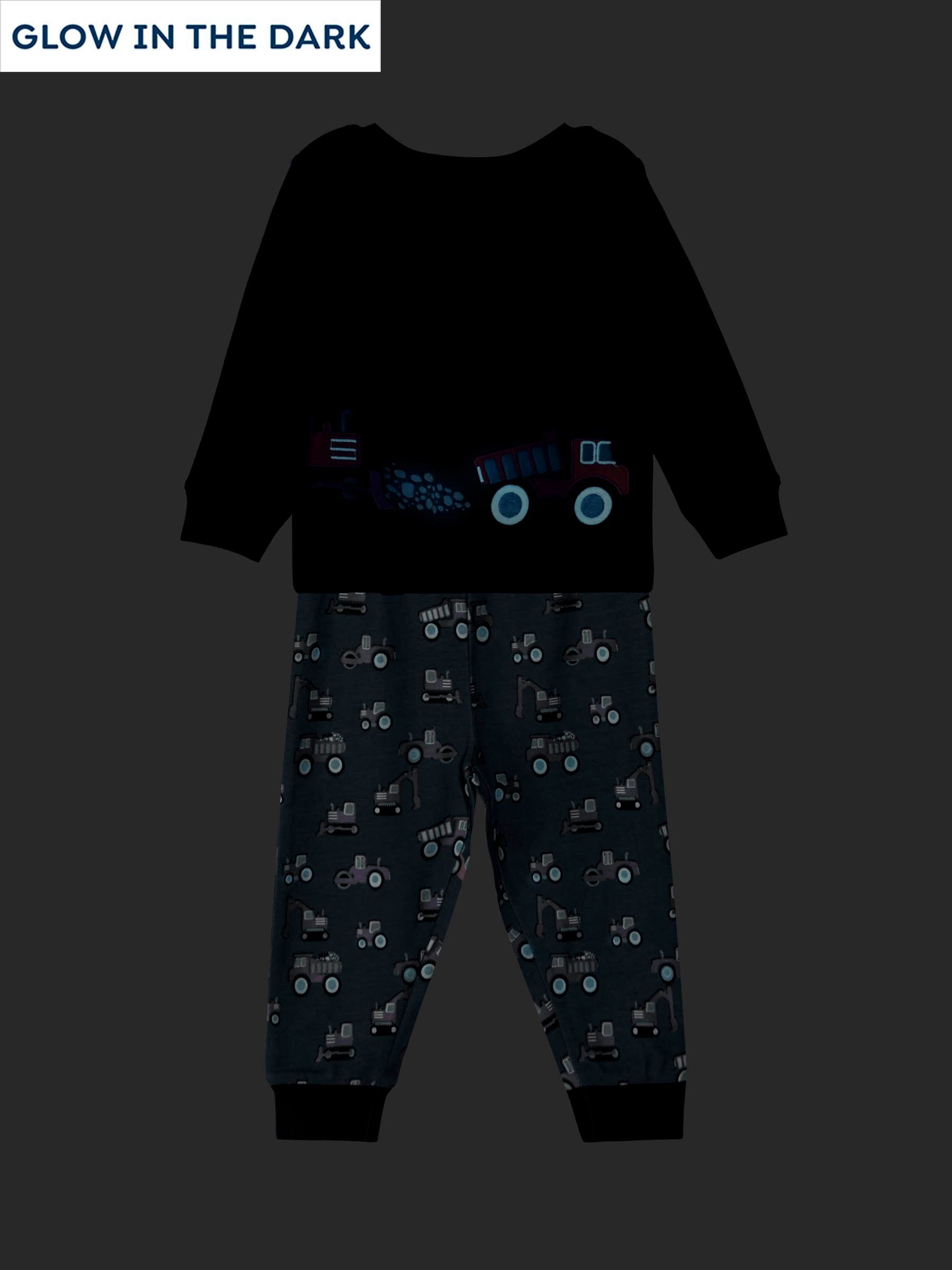 Blue Construction Print Glow In The Dark Jersey Pyjamas (H12161) | £22