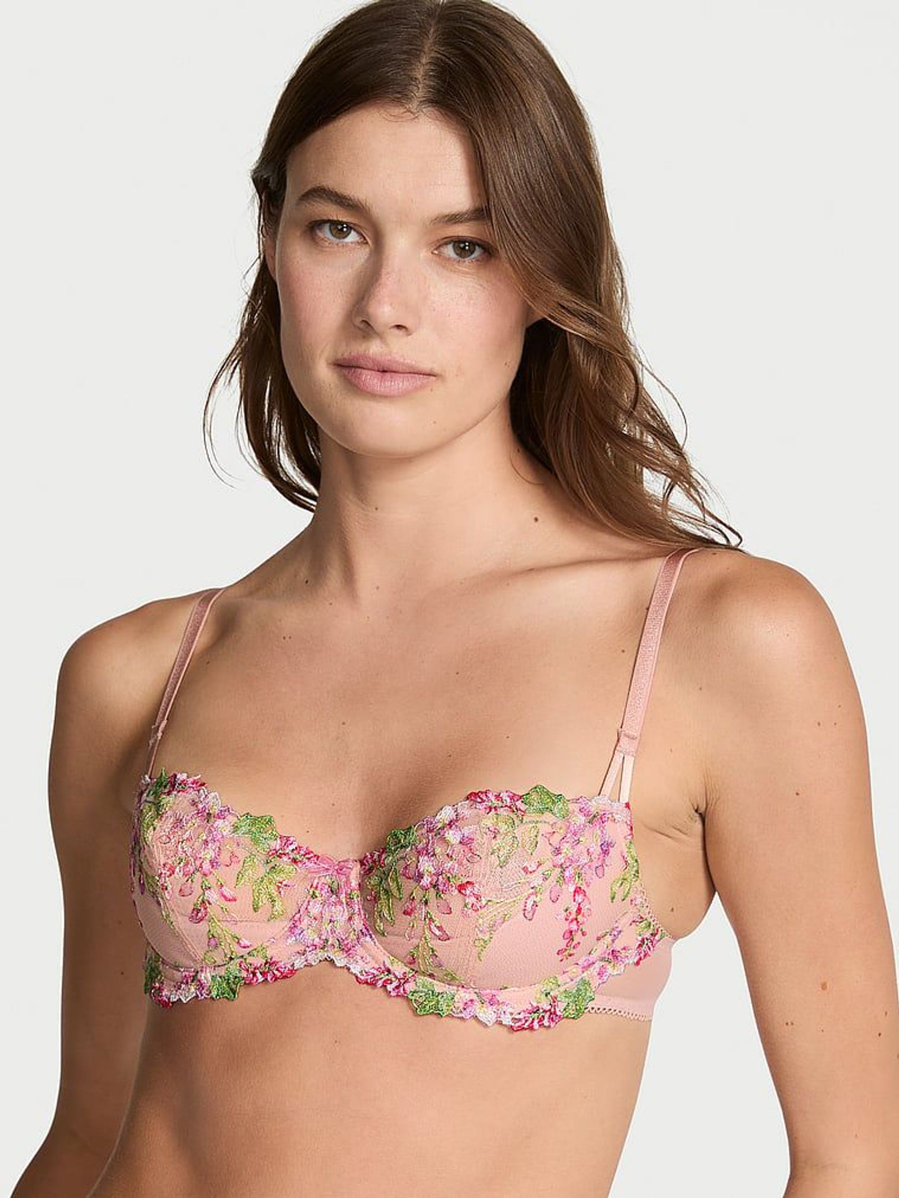 Pink Unlined Balcony Wisteria Embroidery Bra (H12209) | £59