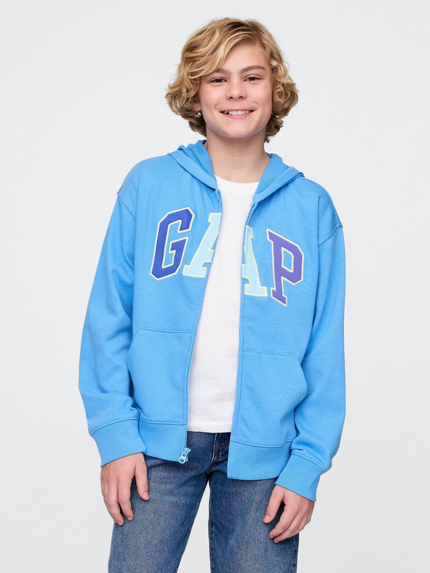 Blue Relaxed Logo Zip Hoodie (4-13yrs) (H12473) | £25