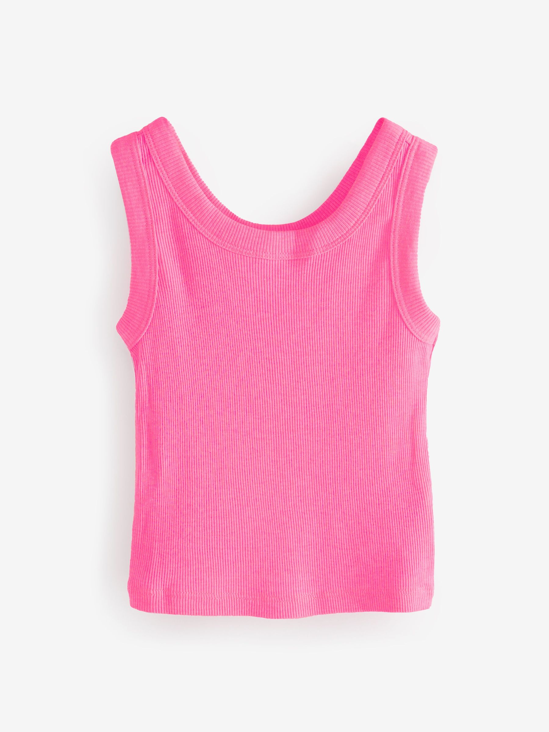 Pink Sleeveless Rib Tank Top (H12614) | £8