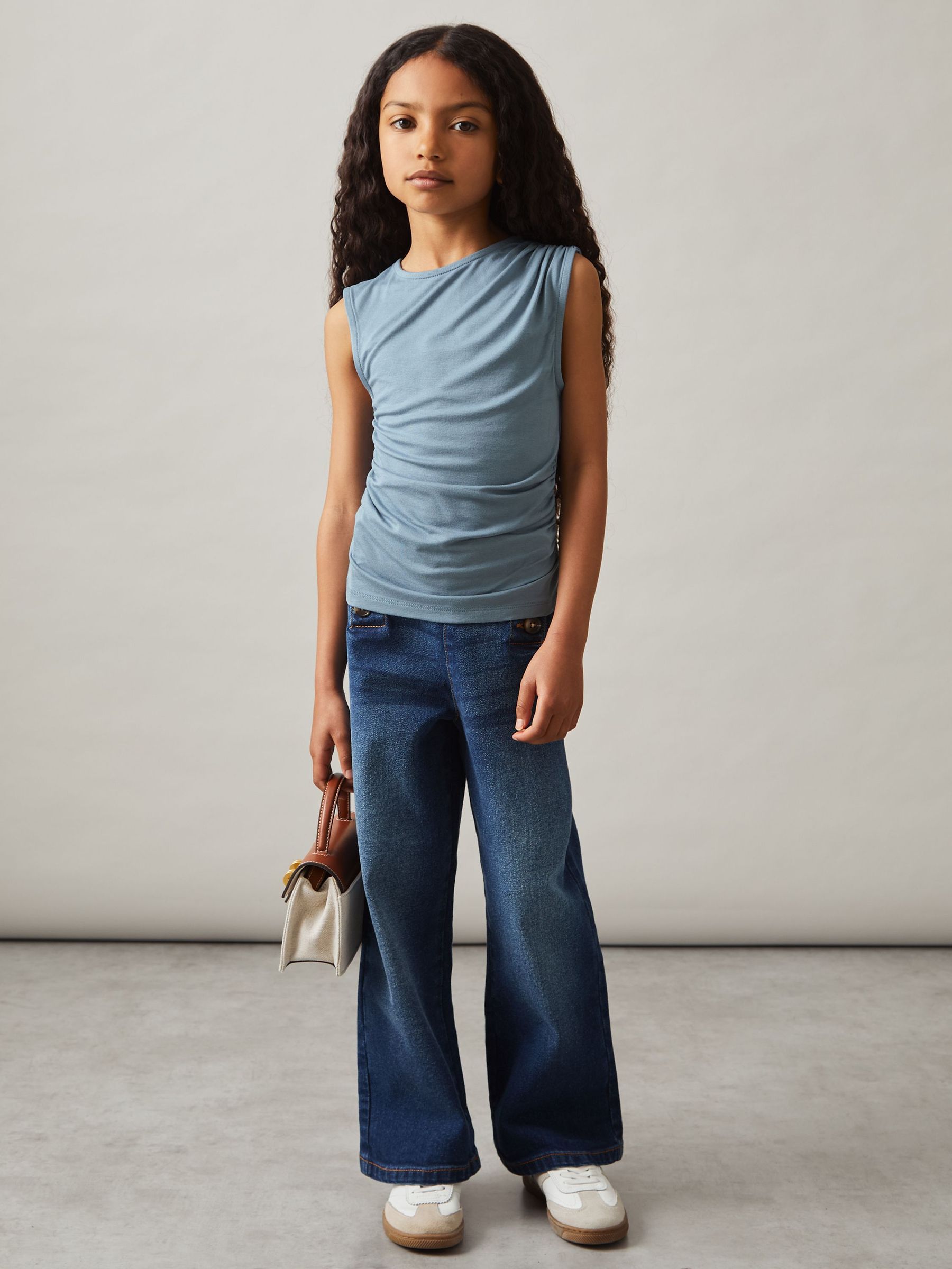 Ruched Jersey Vest in Blue (H12675) | £20