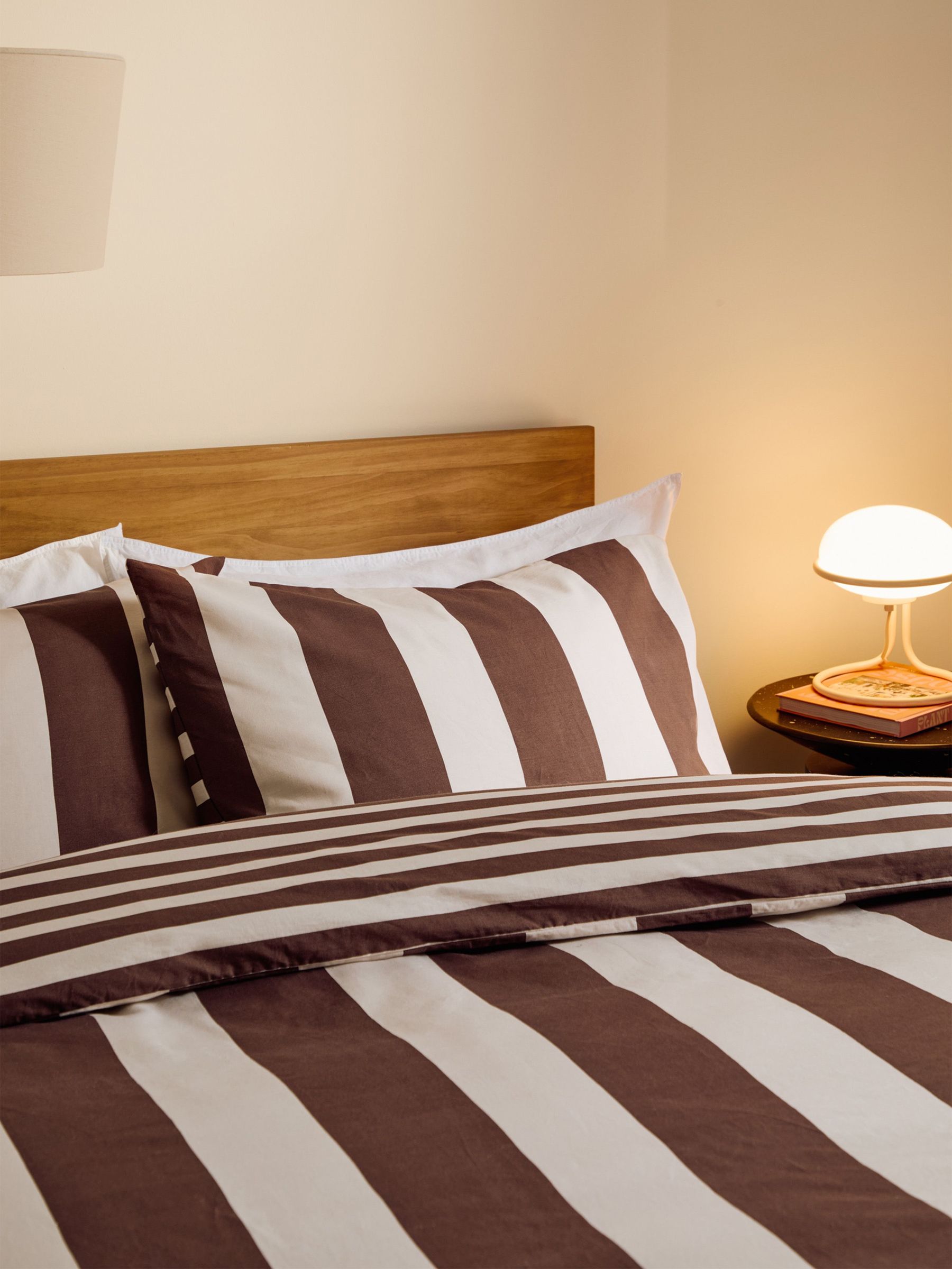 Donni Wide Stripe 100% Cotton Duvet Cover and Pillowcase Set in Chocolate Brown (H13151) | £29 - £65