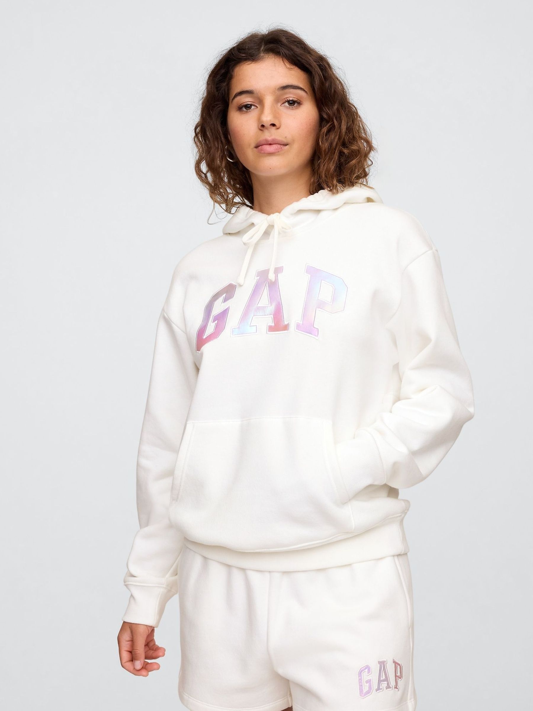 White Pullover Relaxed Logo Hoodie (H13789) | £35