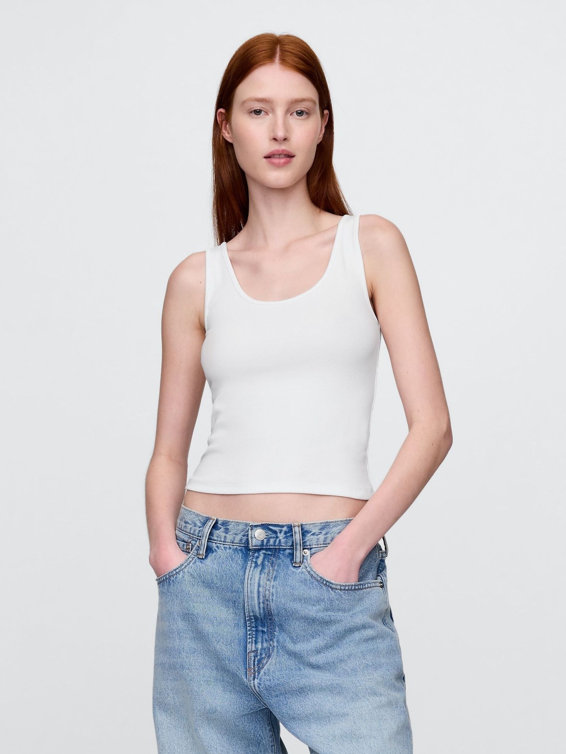 White Modern Cropped Vest (H13790) | £12