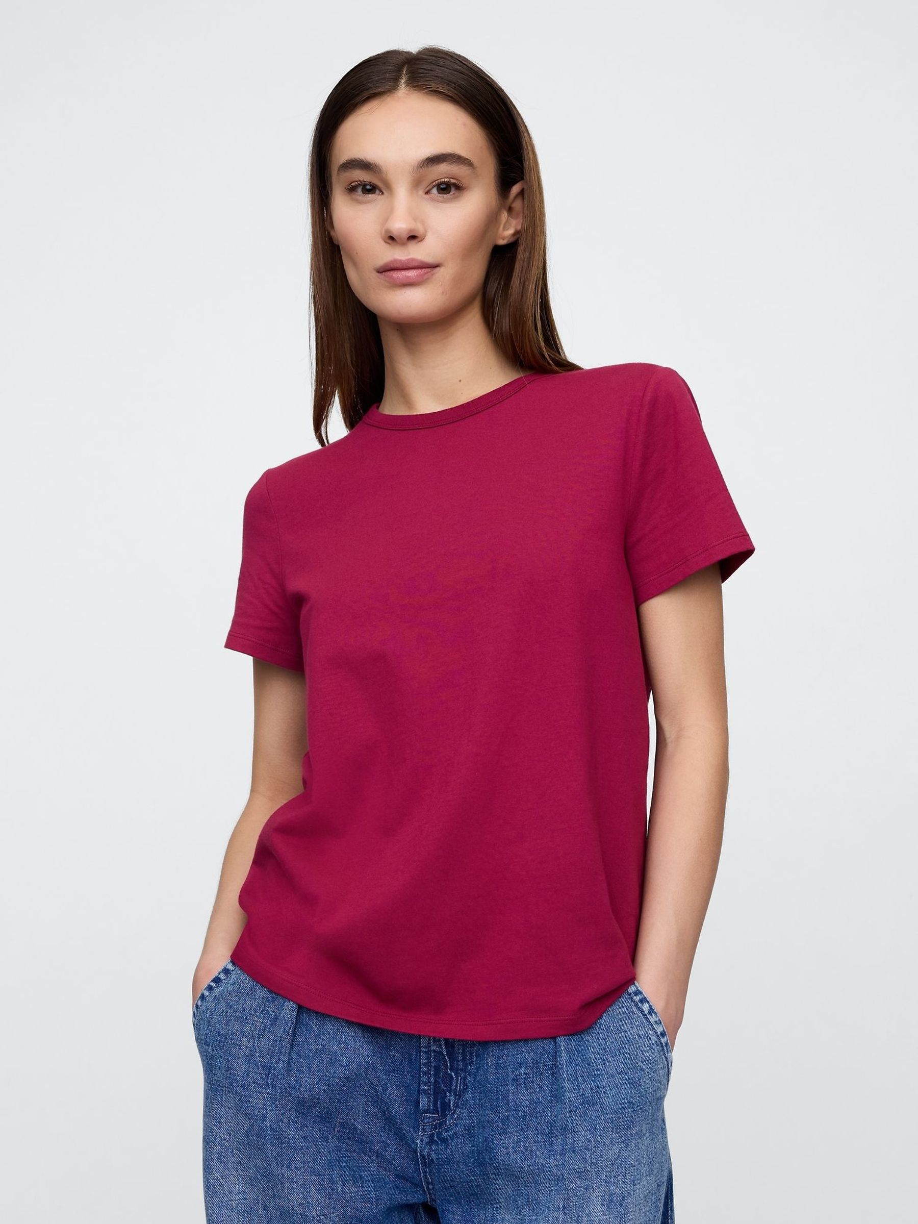 Burgundy Red Crew Neck Favourite Cotton Short Sleeve T-Shirt (H13796) | £12