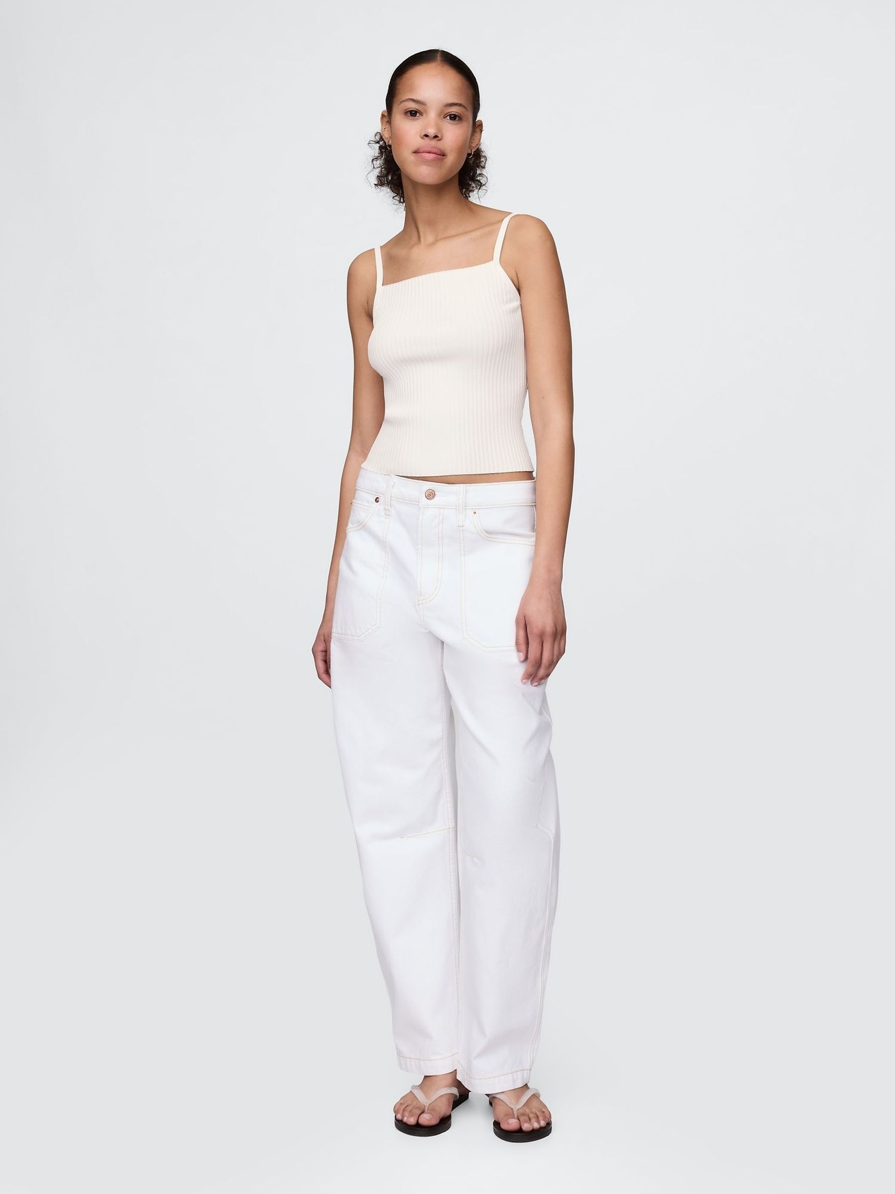 White Cropped Rib Vest (H13816) | £25