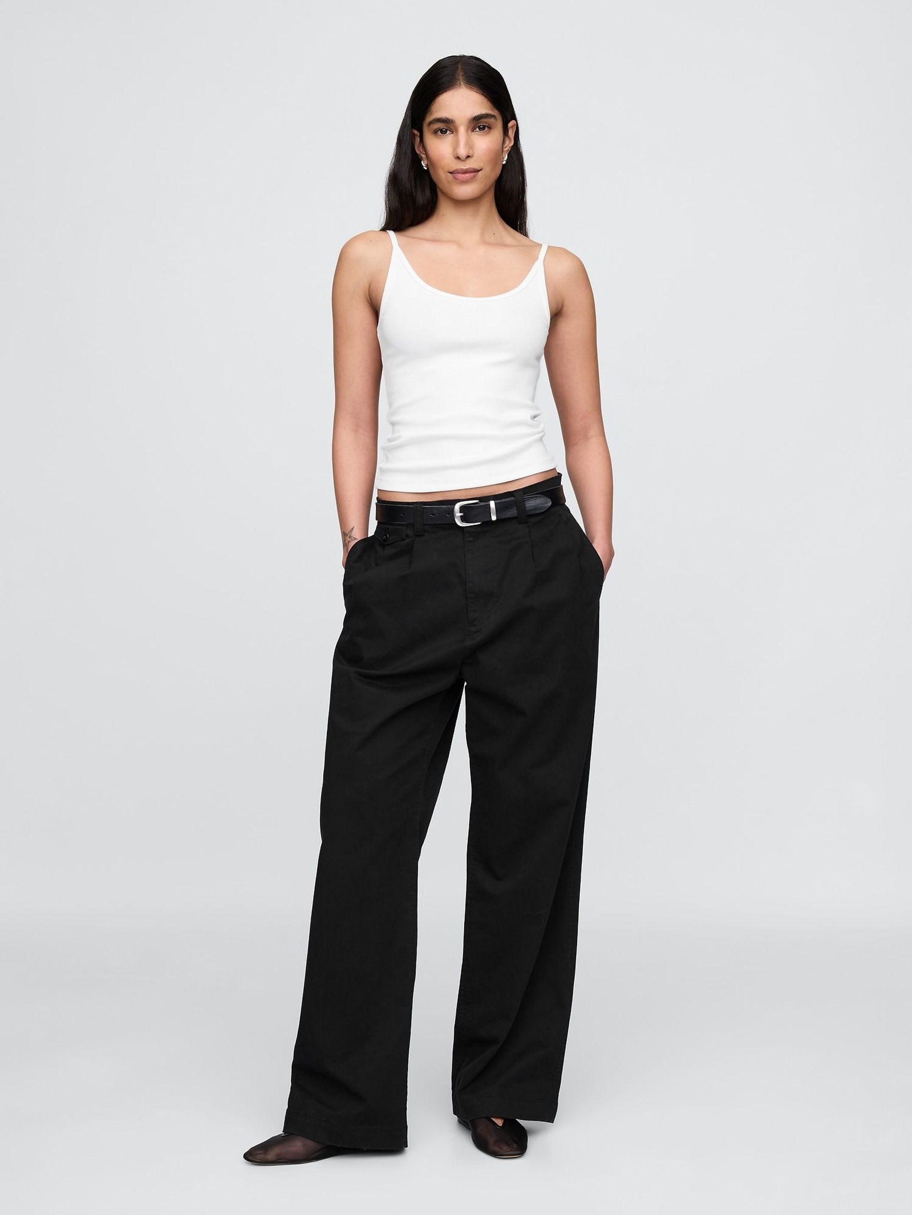 White Modern Cropped Cami Top (H13835) | £12
