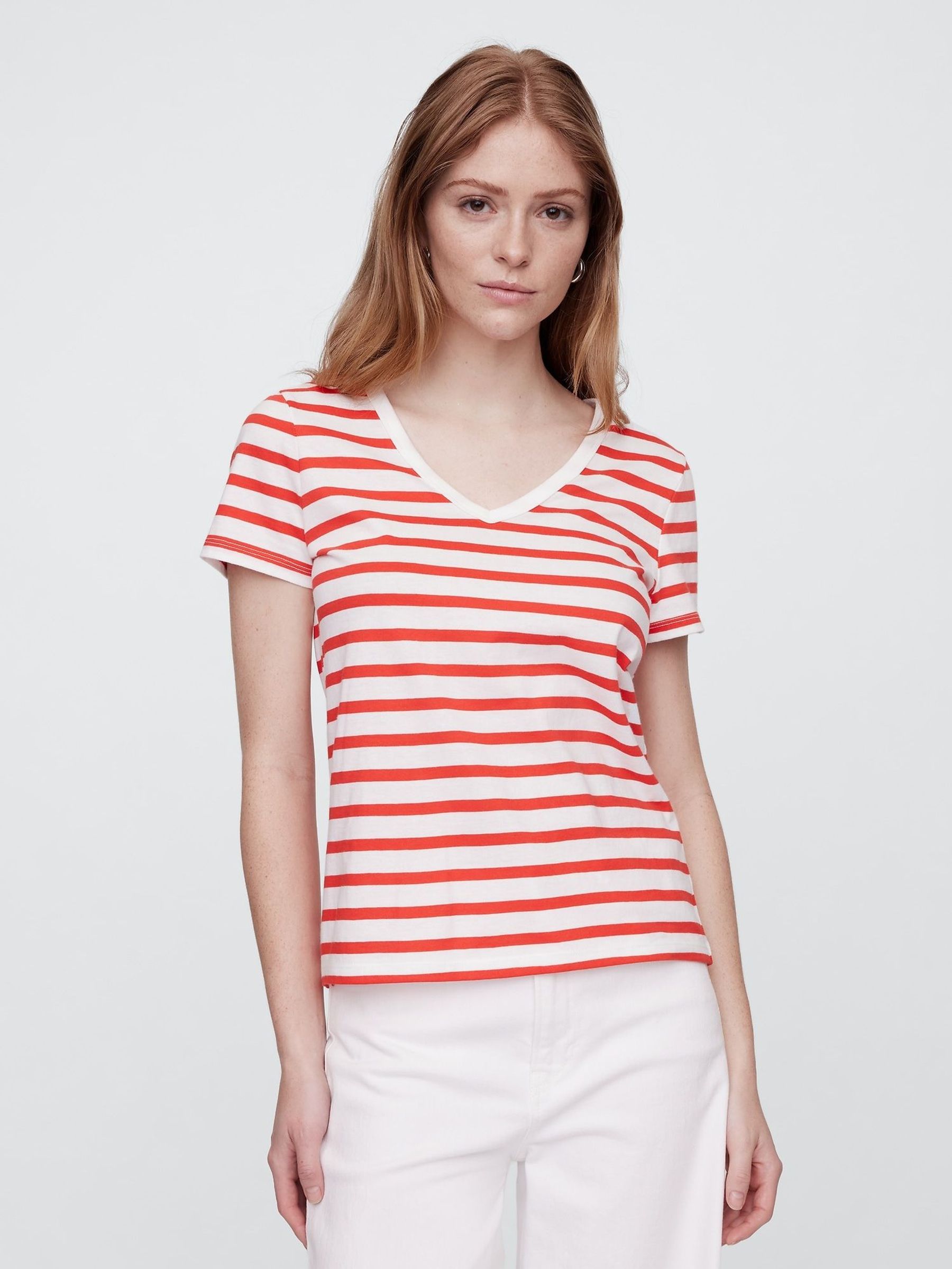 White Stripe Favourite V-Neck T-Shirt (H13845) | £16