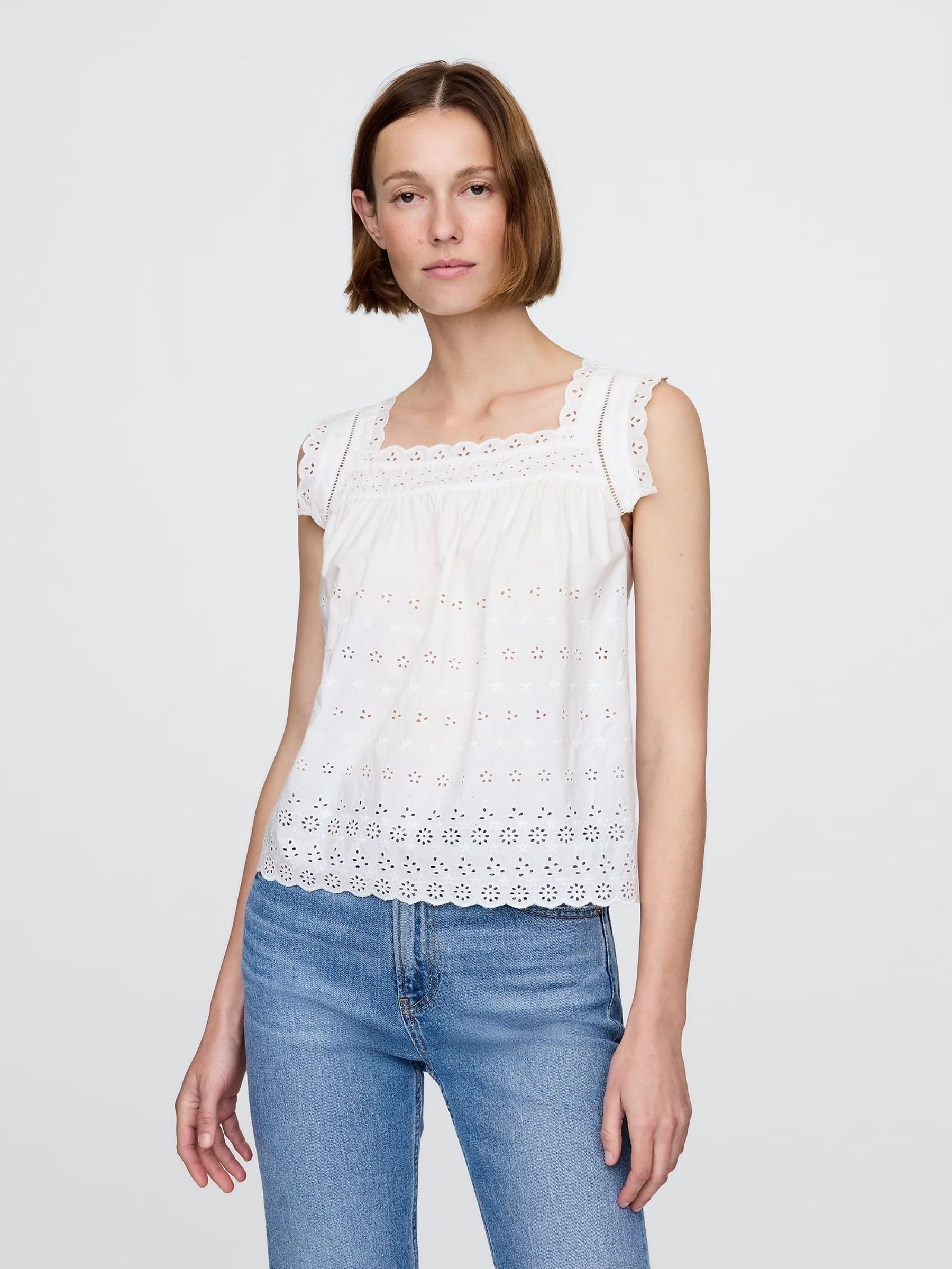 White DÔEN Eyelet Sleeveless Top (H13873) | £60