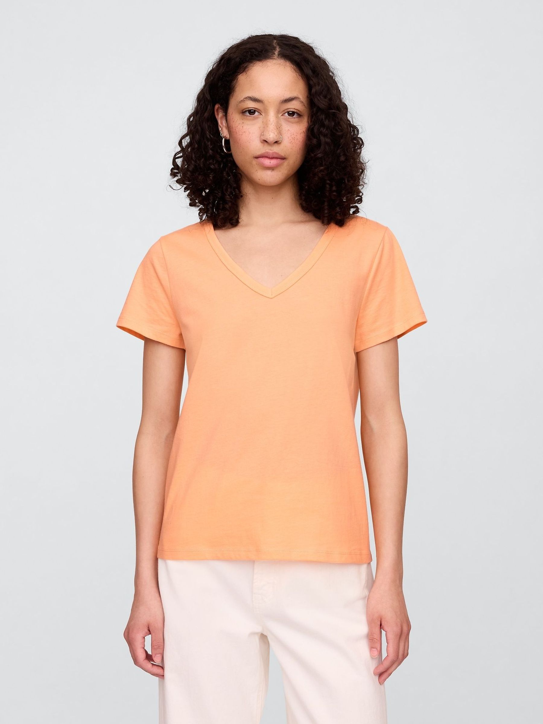 Orange V-Neck Favourite Cotton Short Sleeve T-Shirt (H13874) | £12