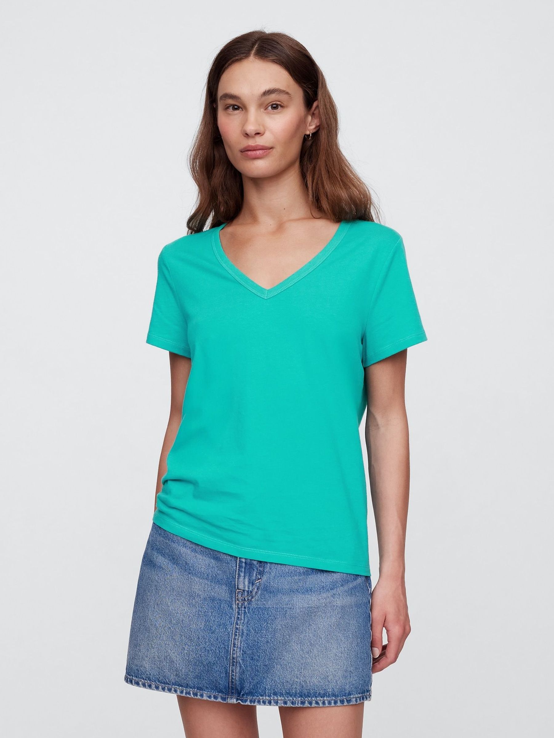 Green V-Neck Favourite Cotton Short Sleeve T-Shirt (H13879) | £12