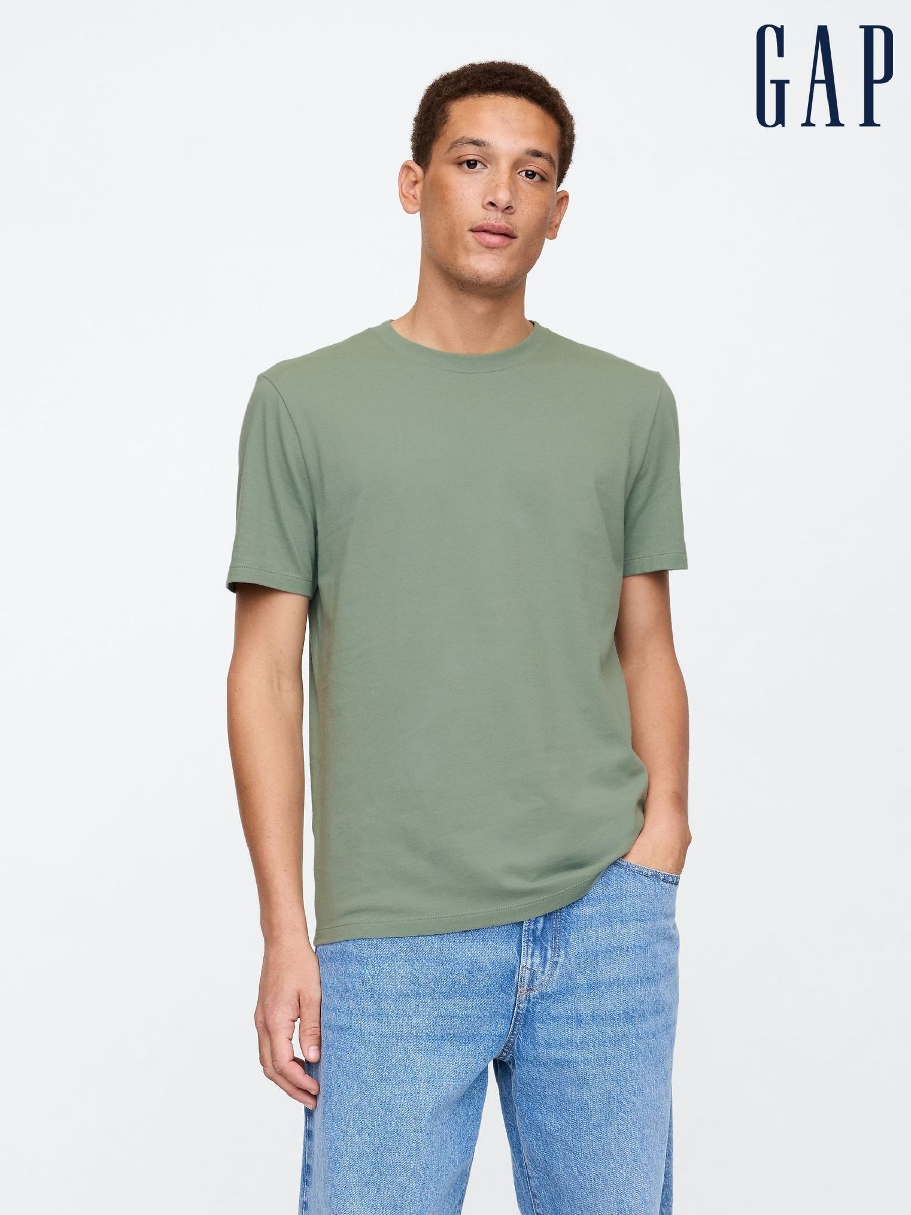 Khaki Green Short Sleeve Everyday 100% Cotton Crew Neck T-Shirt (H14002) | £12