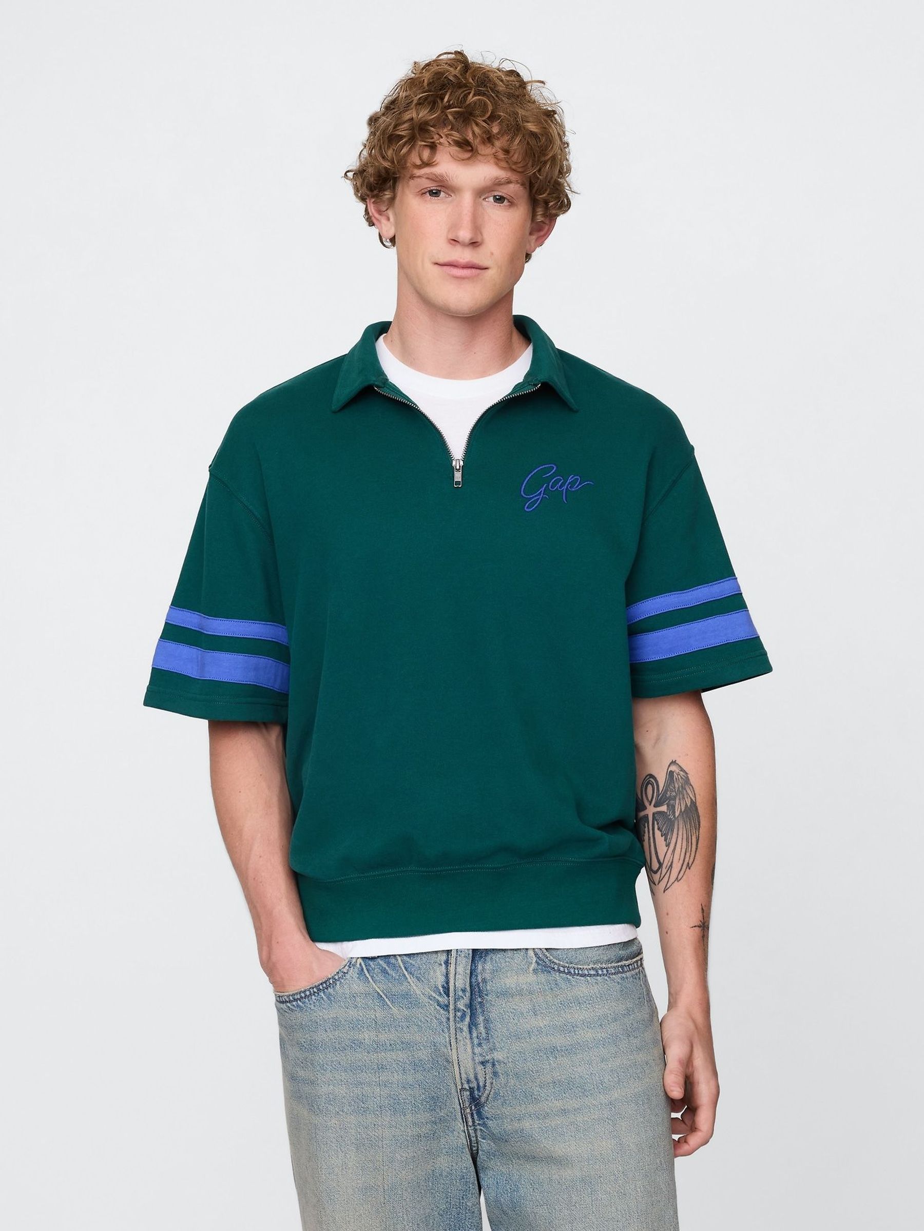 Green VintageSoft Quarter Zip Pullover (H14007) | £35