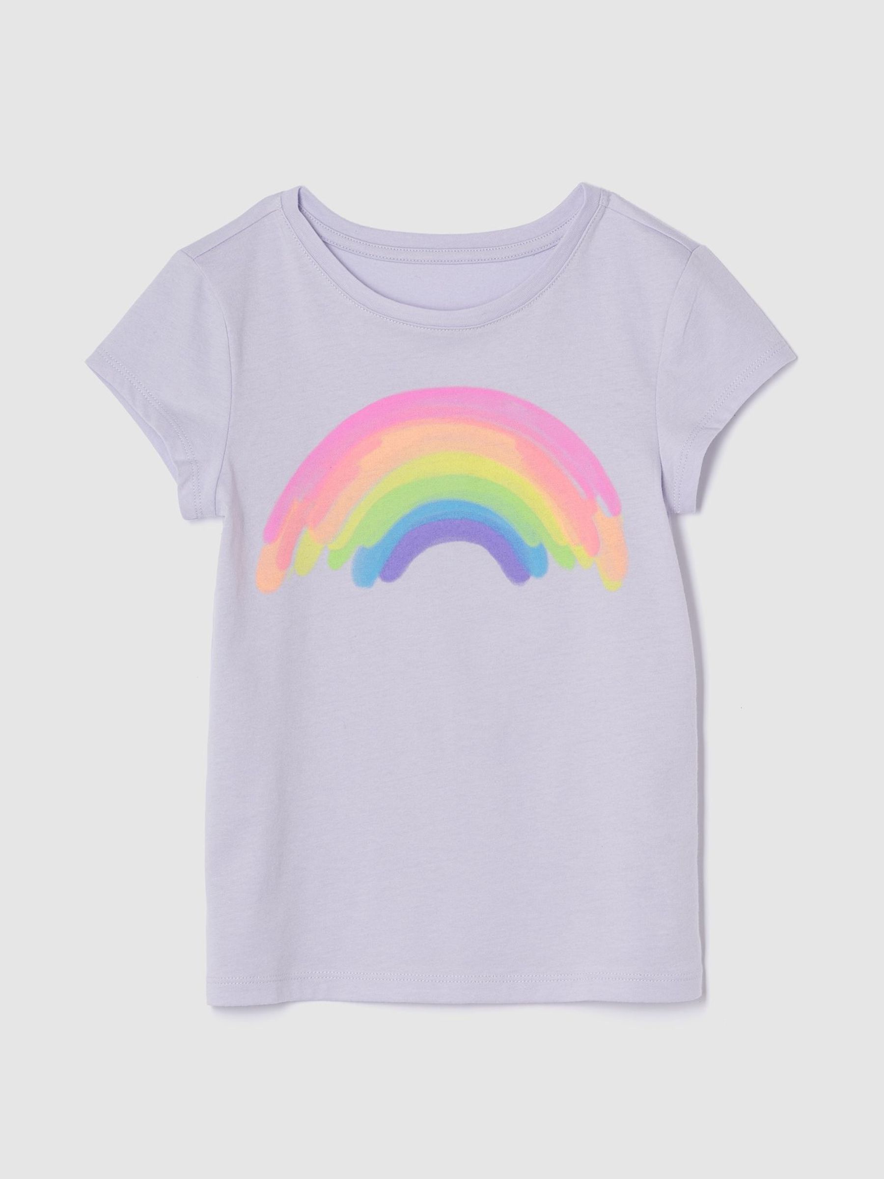 Purple Rainbow Graphic Short Sleeve T-Shirt (4-13yrs) (H14016) | £10