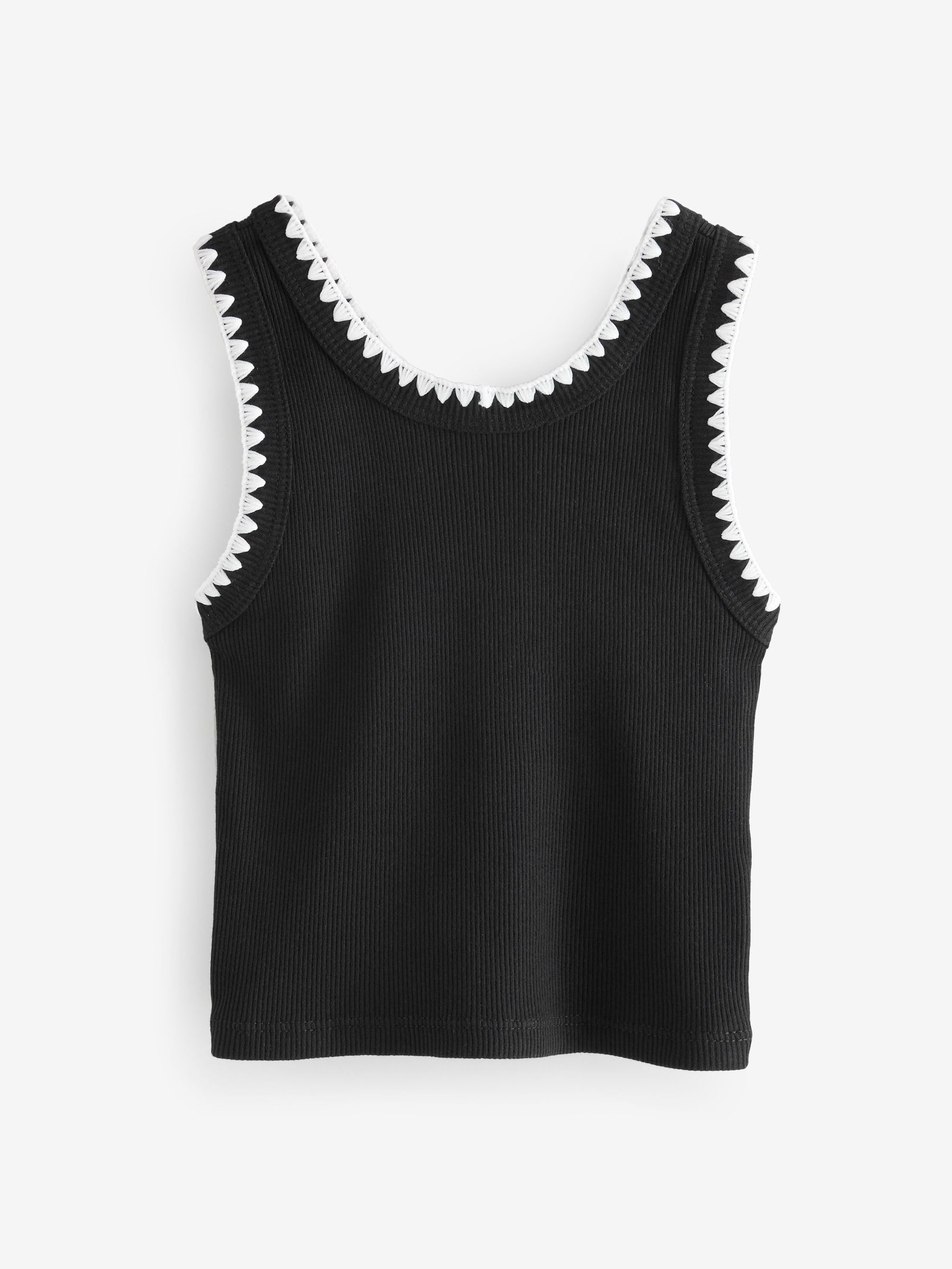 Black/White Sleeveless Rib Tank Top (H14019) | £8