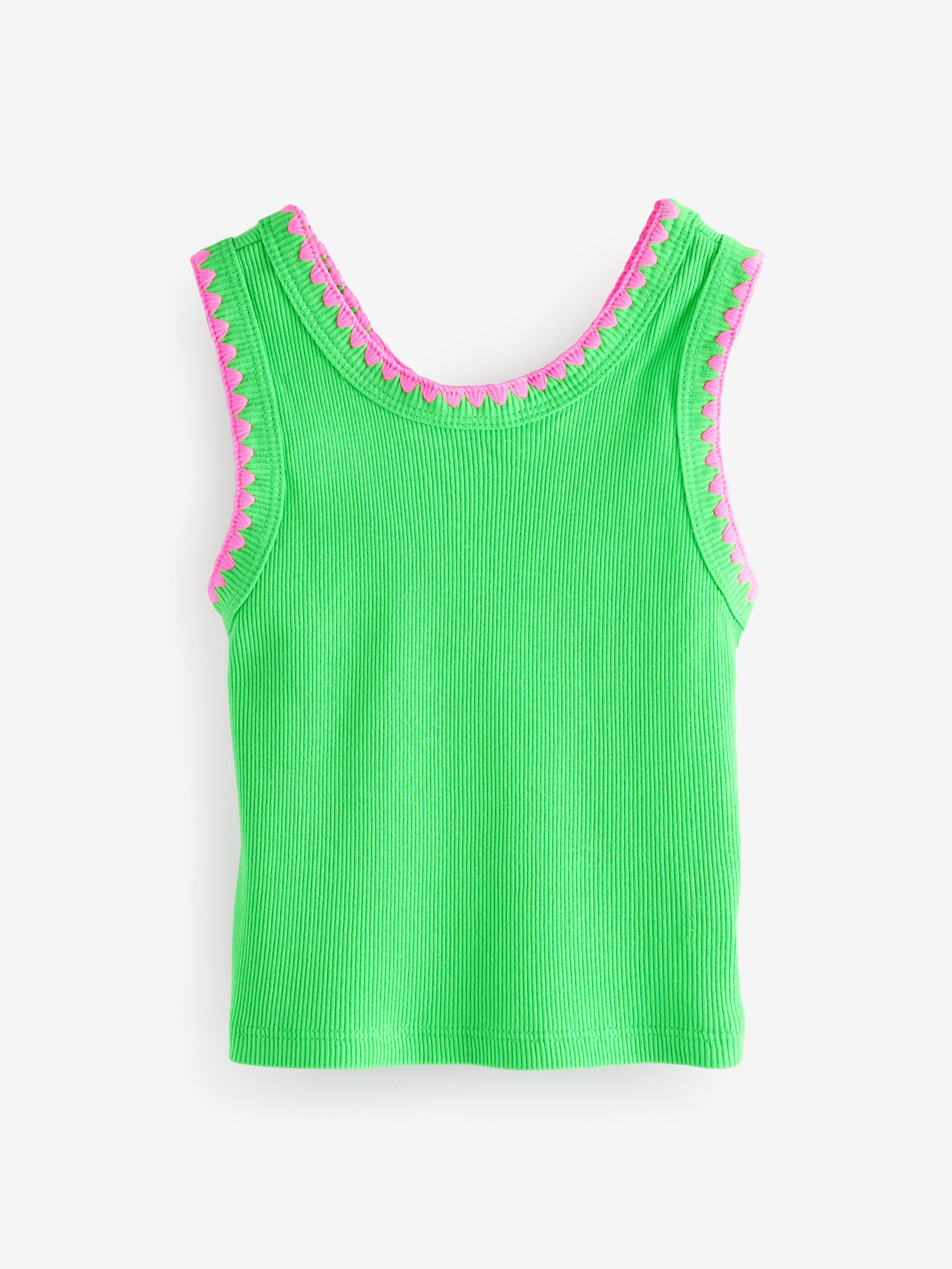 Green Sleeveless Rib Tank Top (H14021) | £8