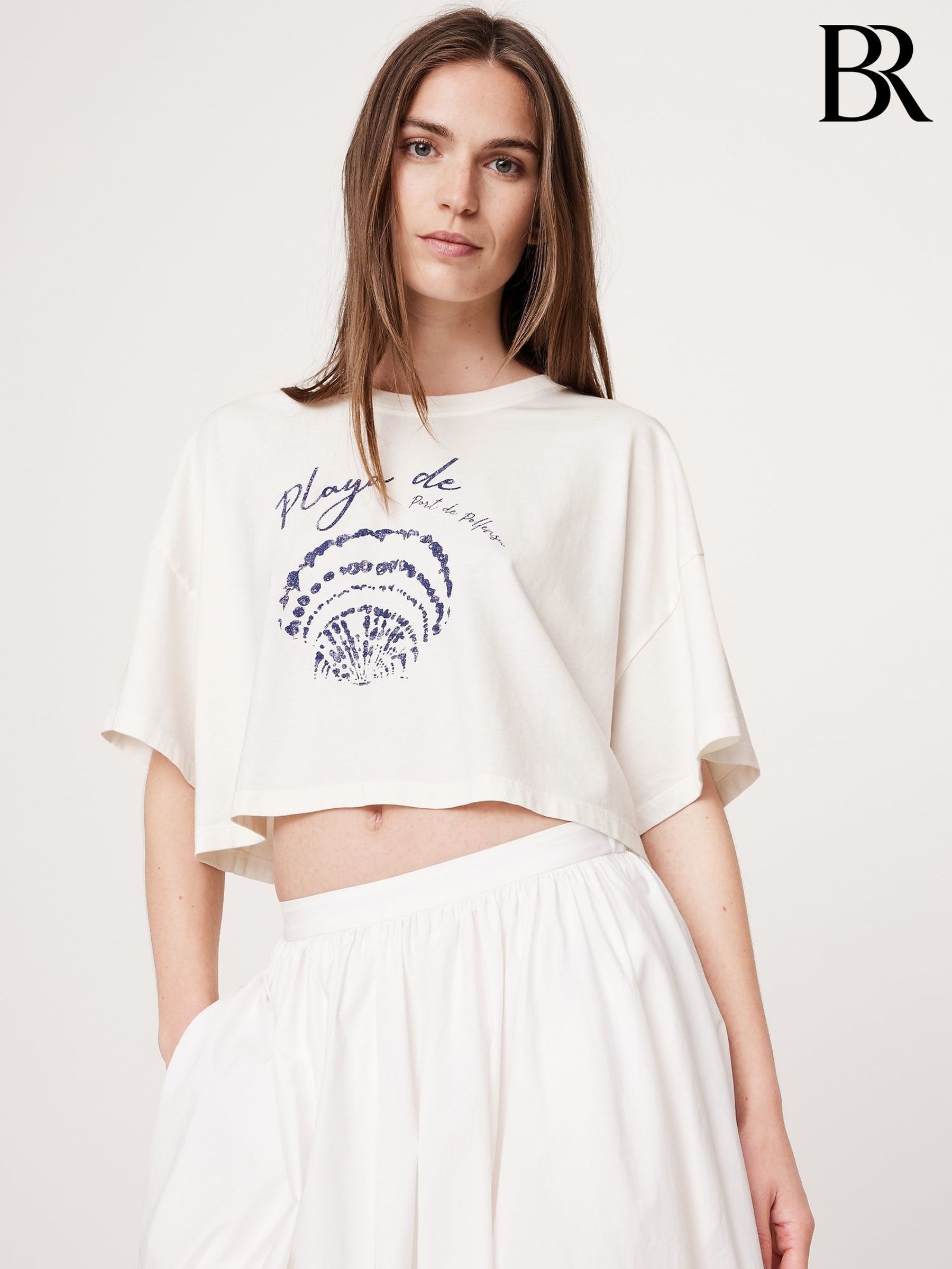 Banana Republic White Oversized Vintage Cotton Cropped T-Shirt (H14101) | £35
