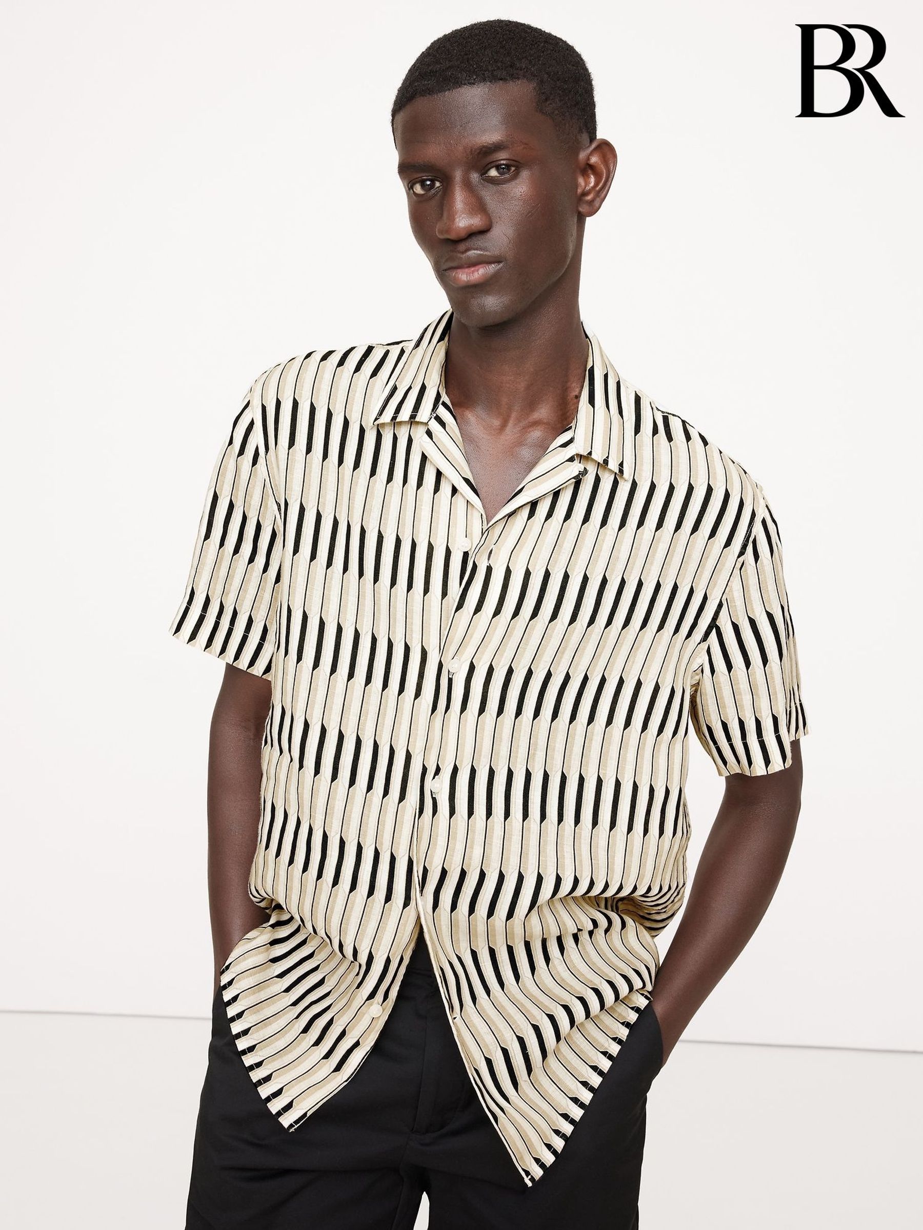 Banana Republic Cream Standard-Fit Linen Resort Shirt (H14143) | £95