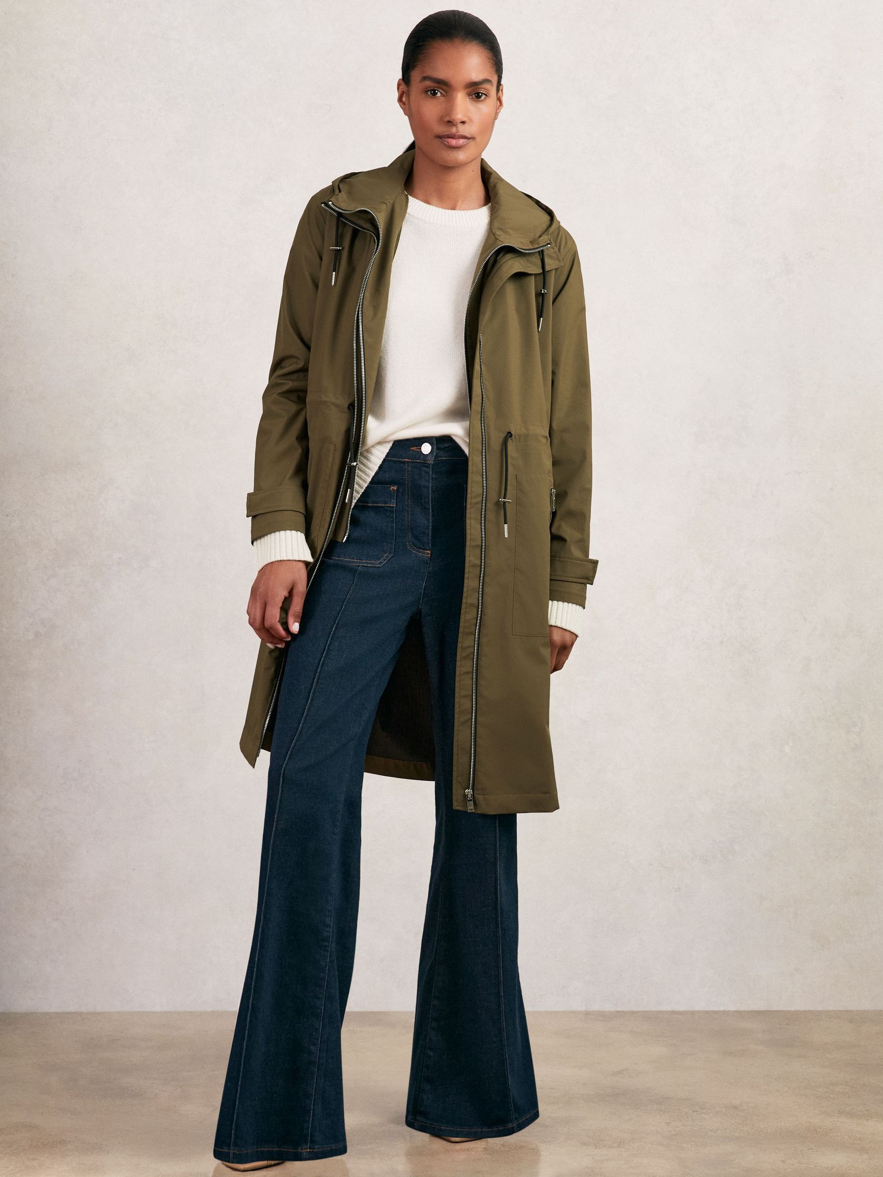 Removable-Hood Parka Rain Coat in Khaki (H14440) | £270