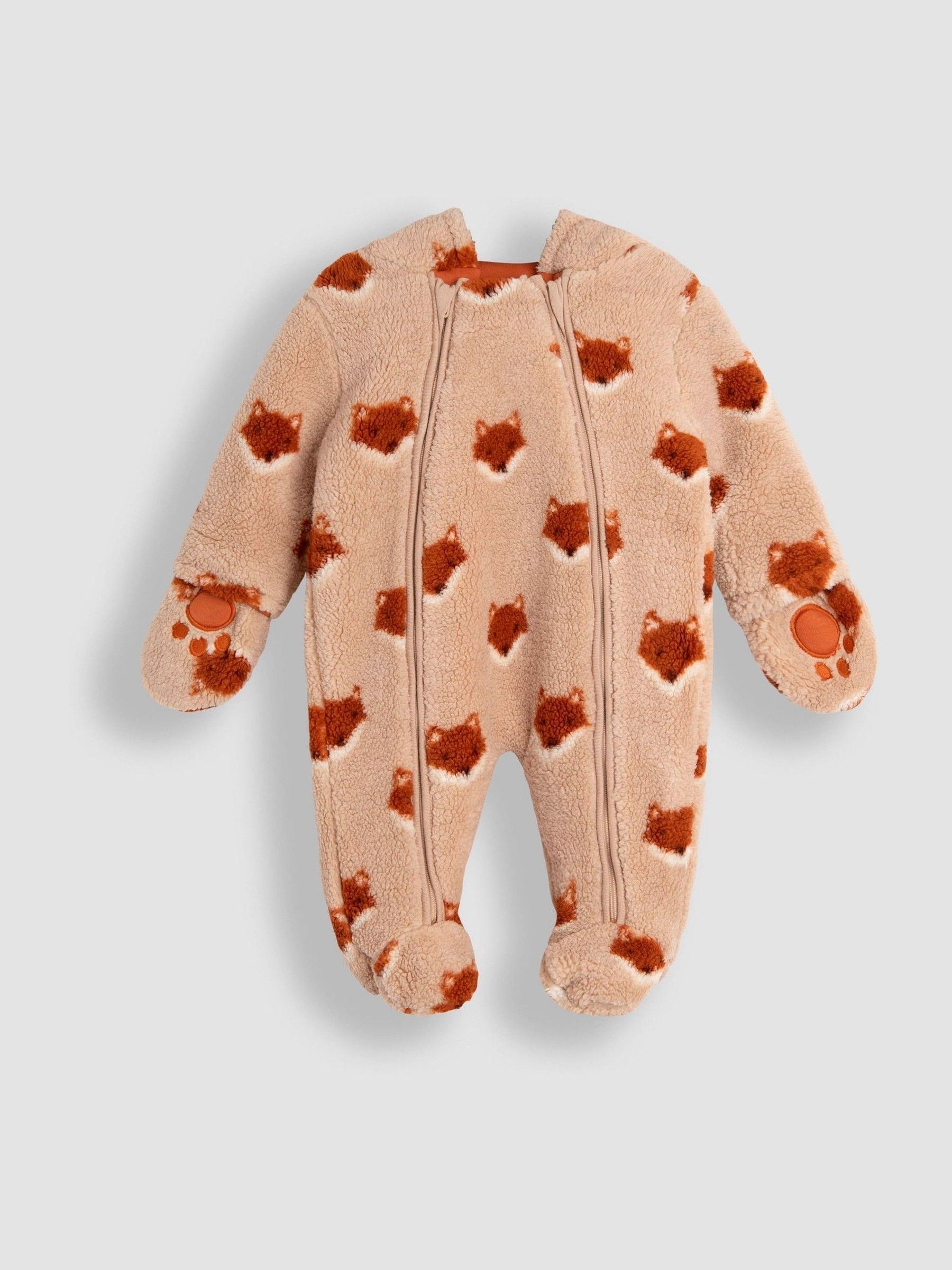 Orange Fox Cosy Borg Printed Pramsuit (H14562) | £36.50