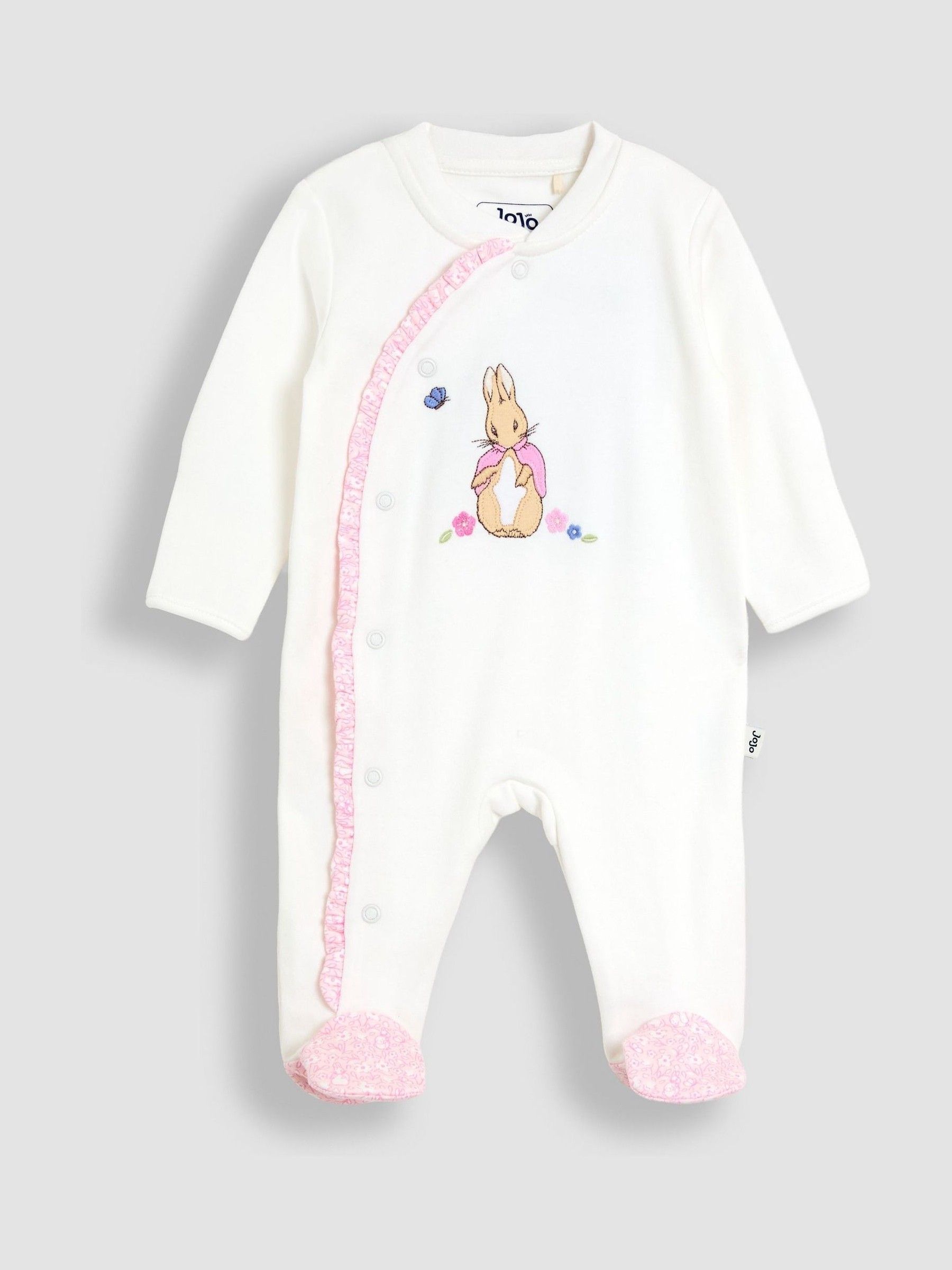 Cream Embroidered Frill Sleepsuit (H14584) | £24
