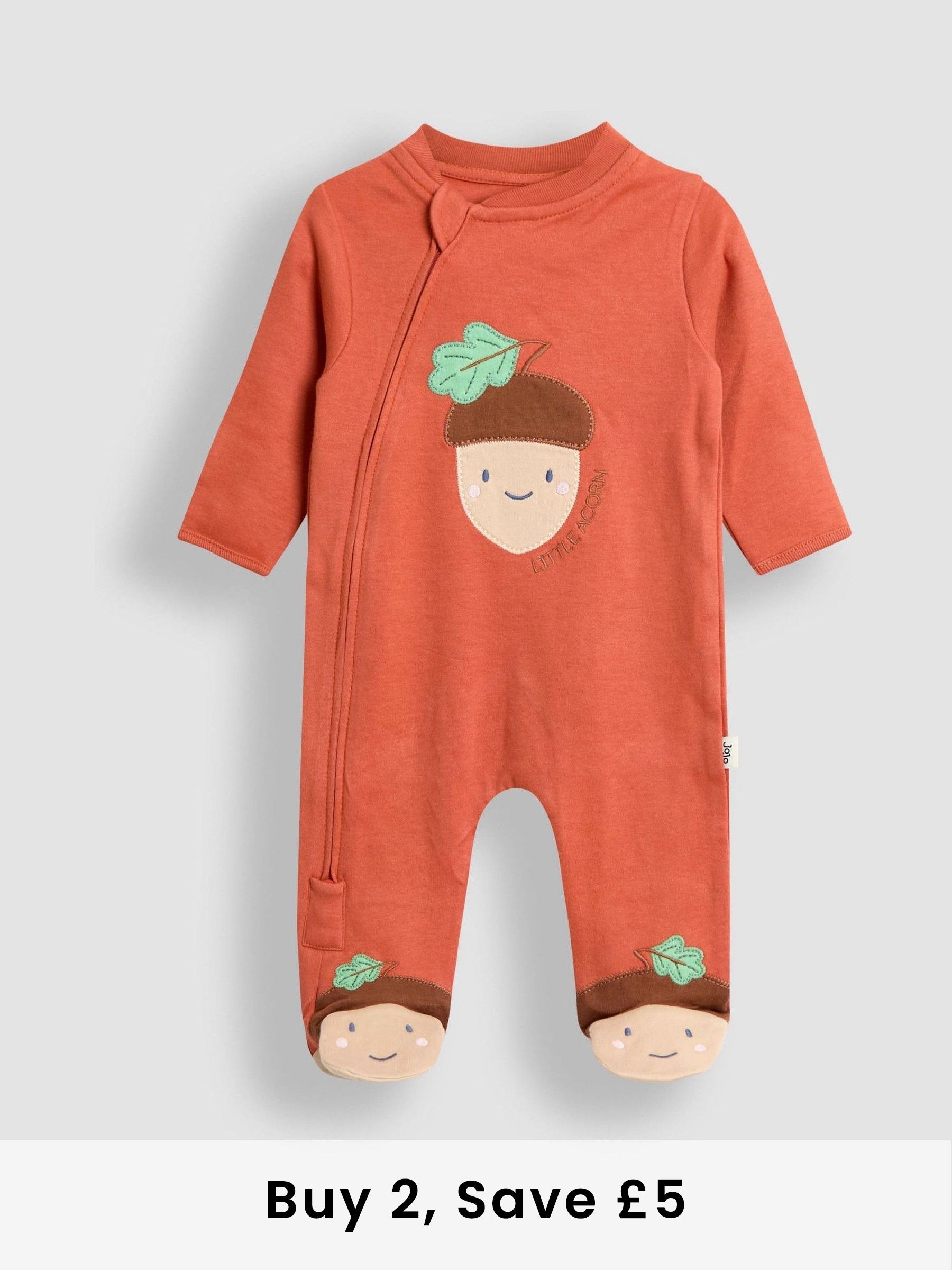 Orange Acorn Character Appliqué Footed Sleepsuit (H14615) | £22