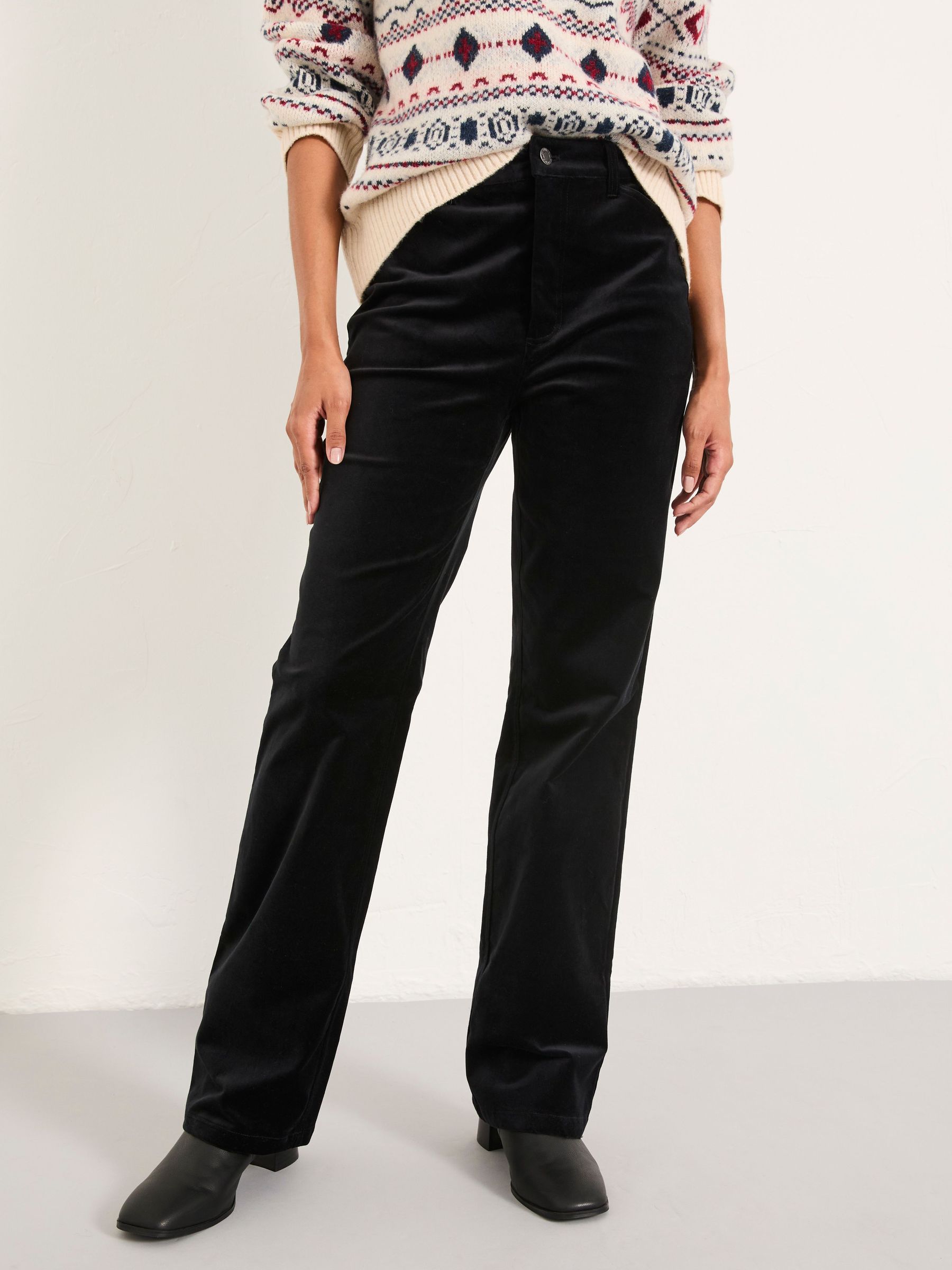 Elise Black Wide Leg Velvet Trouser (H14753) | £62