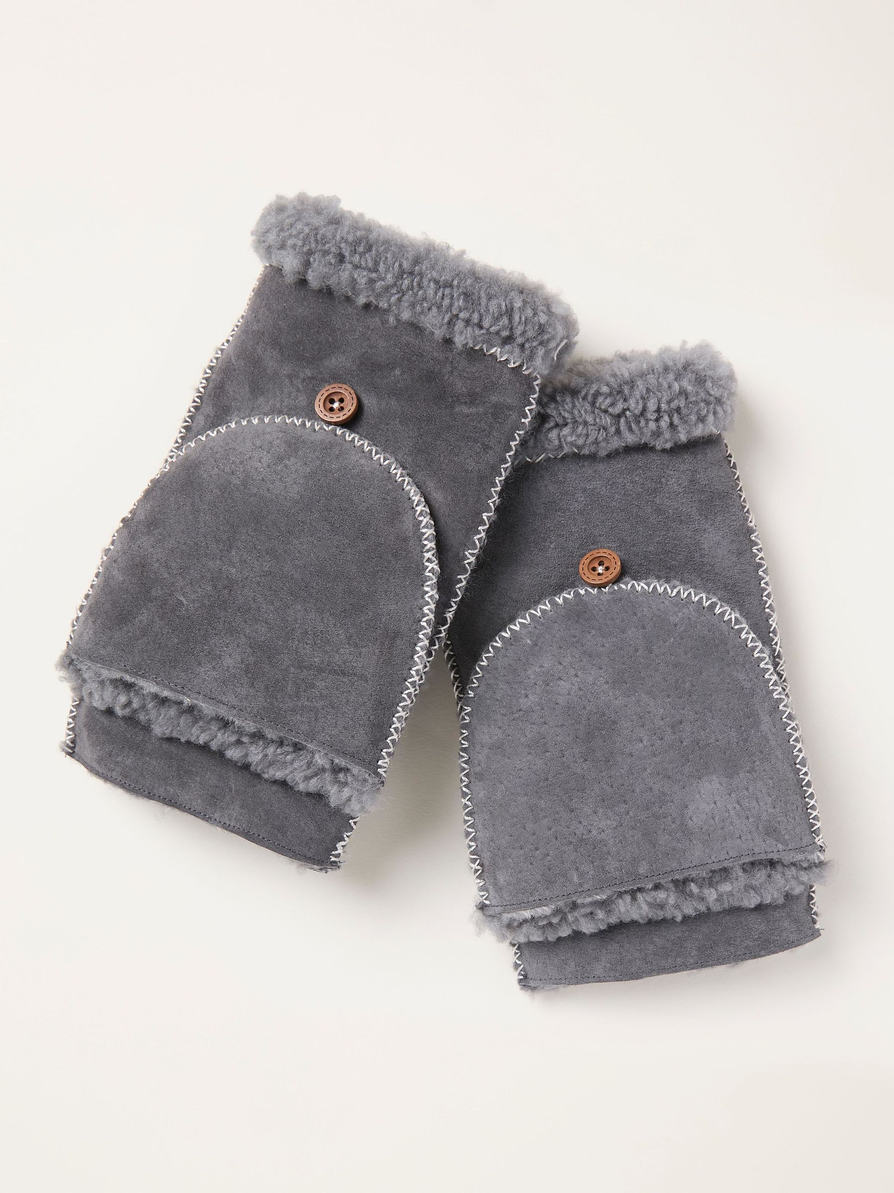 Grey Suede Overflap Gloves (H15137) | £35