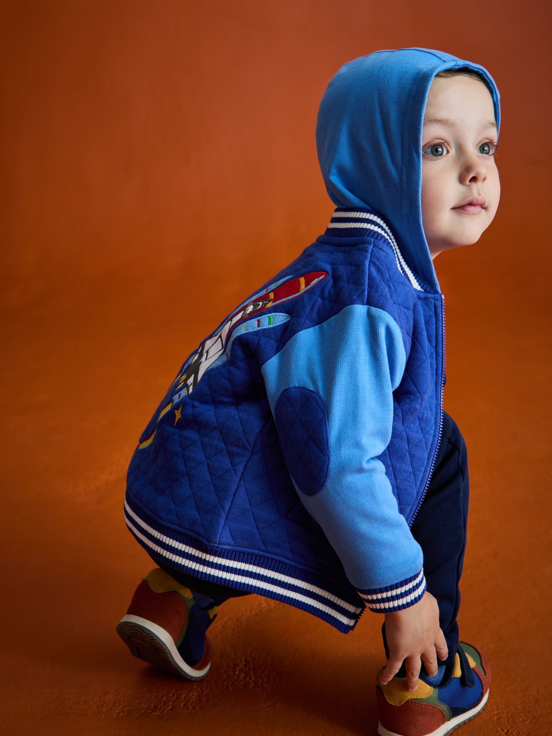 Blue Appliqué Quilted Bomber Jacket (H15179) | £28 - £34