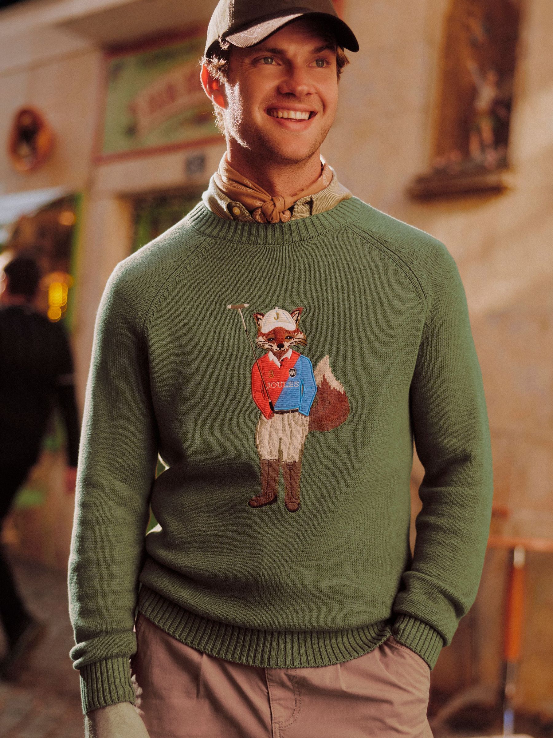 Jonty Fox Khaki Green Crew Neck Knitted Jumper