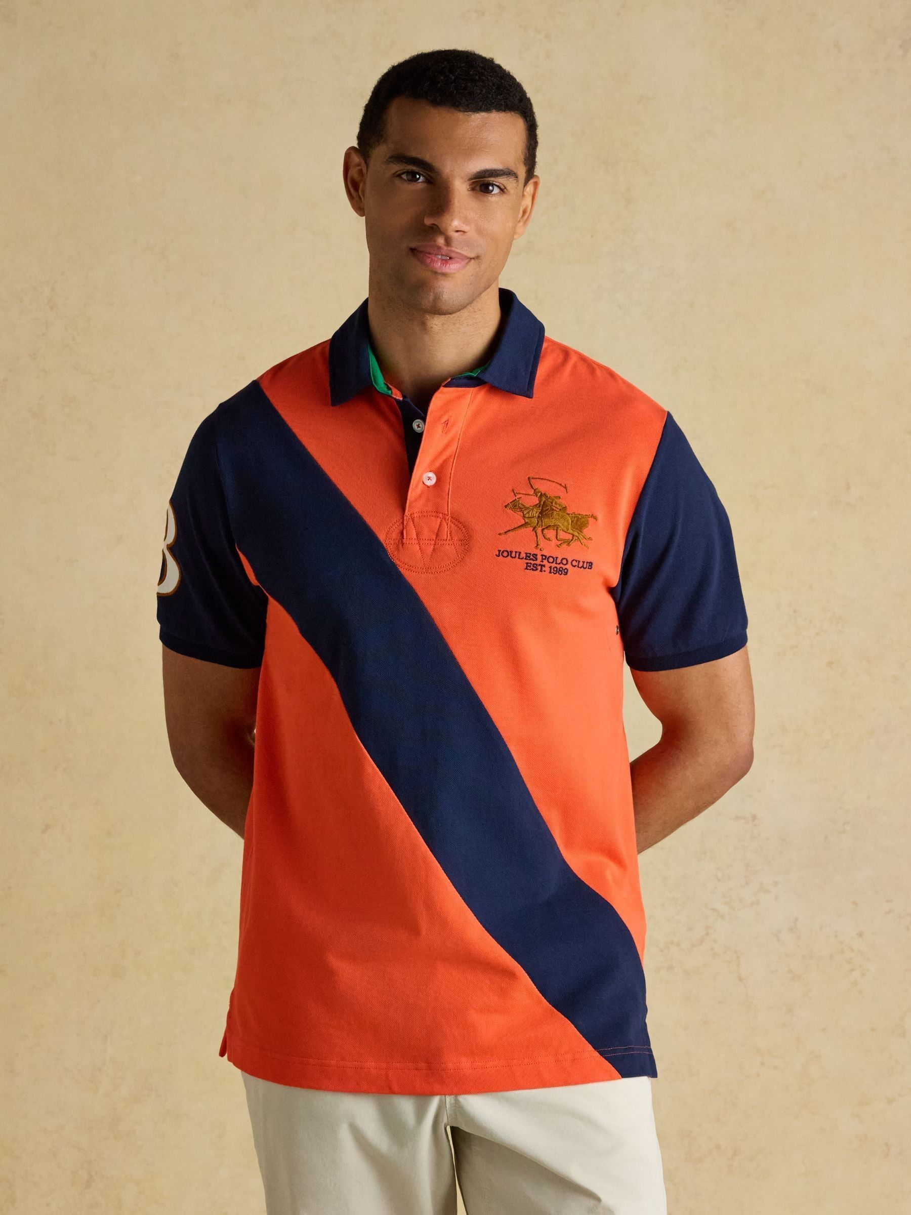 Orange Embellished Cotton Pique Polo Shirt (H15428) | £55