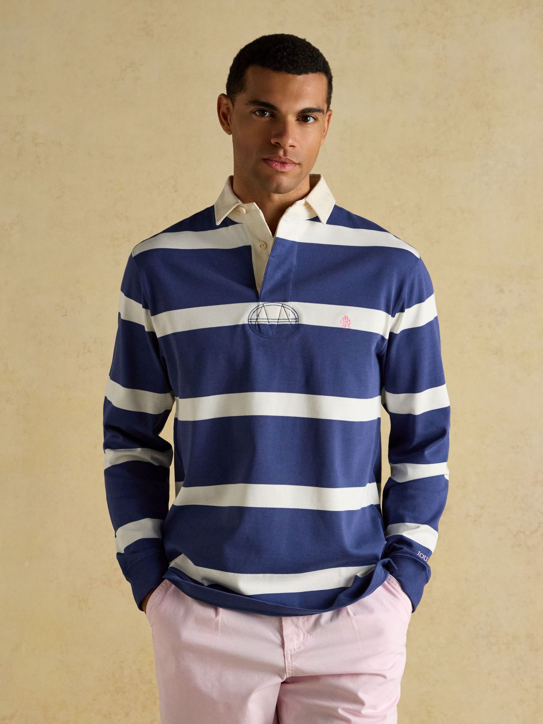 Rugby Club Blue & Cream Stripe Long Sleeve Shirt (H15504) | £59