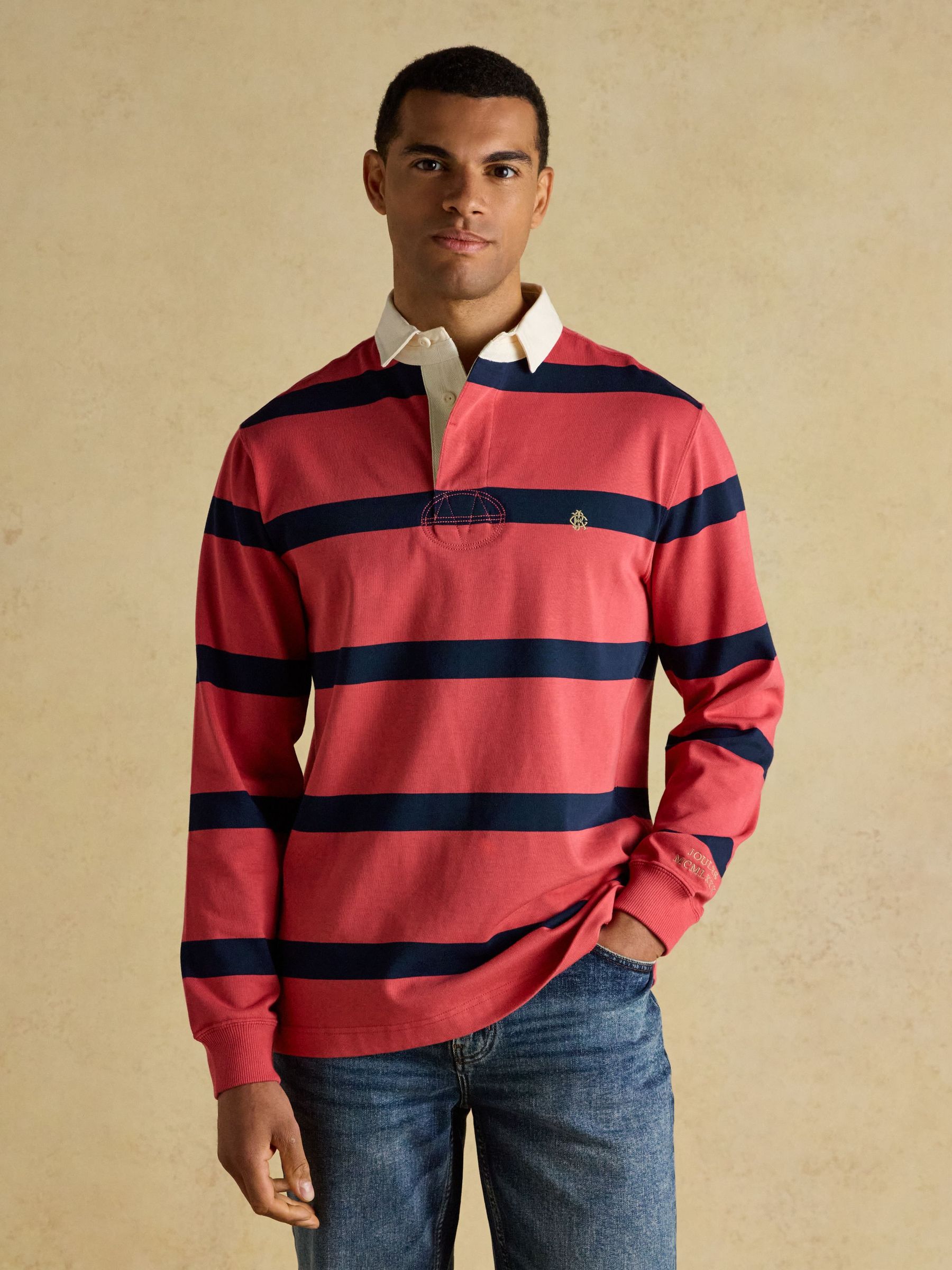 Rugby Club Red & Navy Stripe Long Sleeve Shirt (H15506) | £59