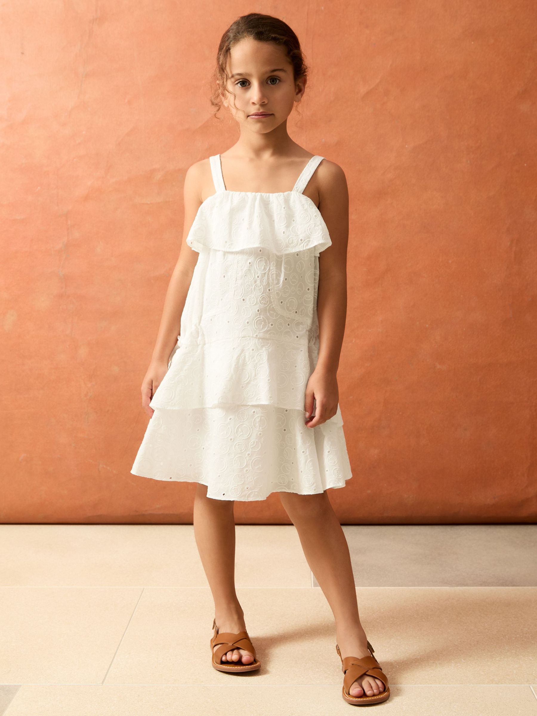 4-9 yrs SmileyWorld | Reiss Broderie Logo Dress in Ivory (H15621) | £75