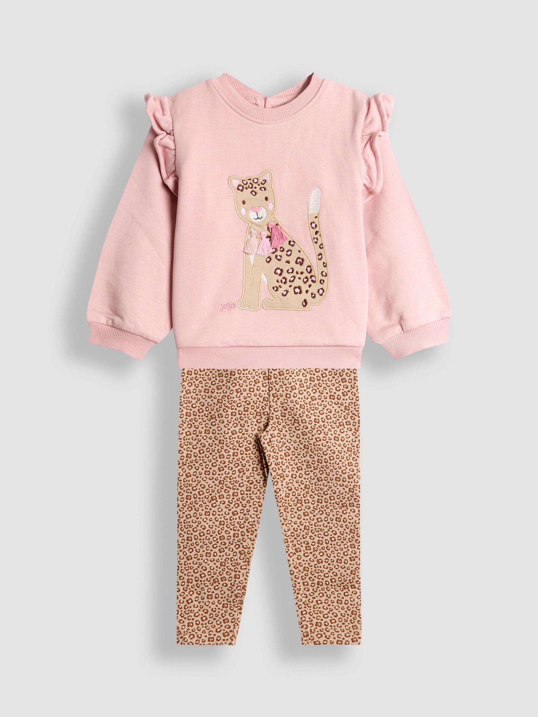 Brown Appliqué Frill Sweatshirt & Legging Set (H15830) | £30 - £36